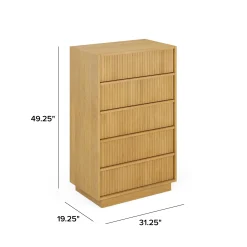 Kouva 5-Drawer Chest - Natural Oak