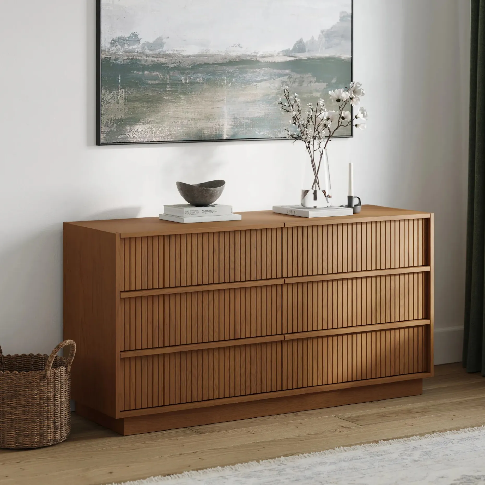 Kouva 6-Drawer Dresser - Smoked Oak