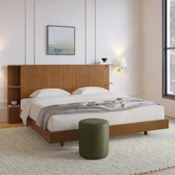 Kouva King Storage Headboard - Smoked Oak