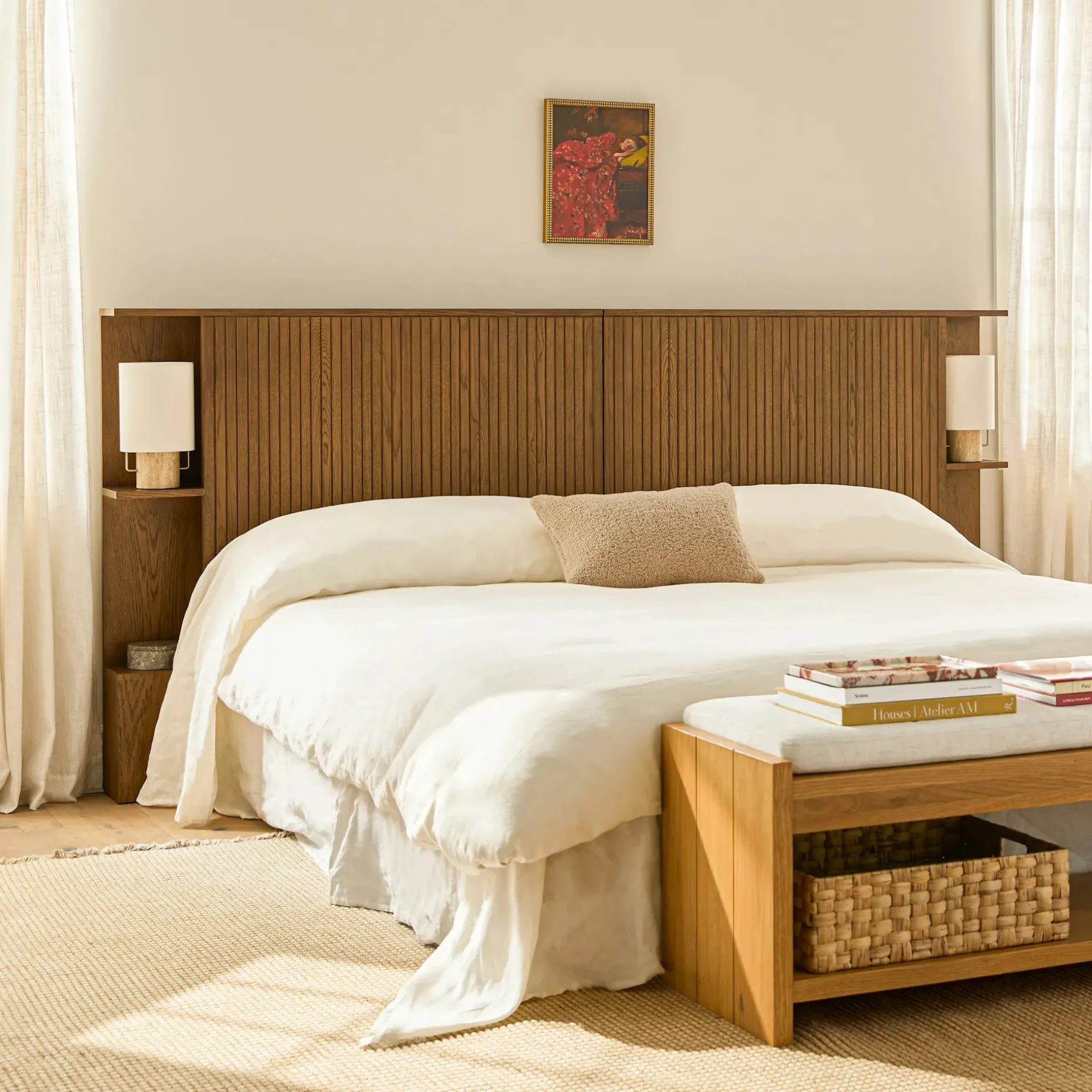 Kouva King Storage Headboard - Smoked Oak