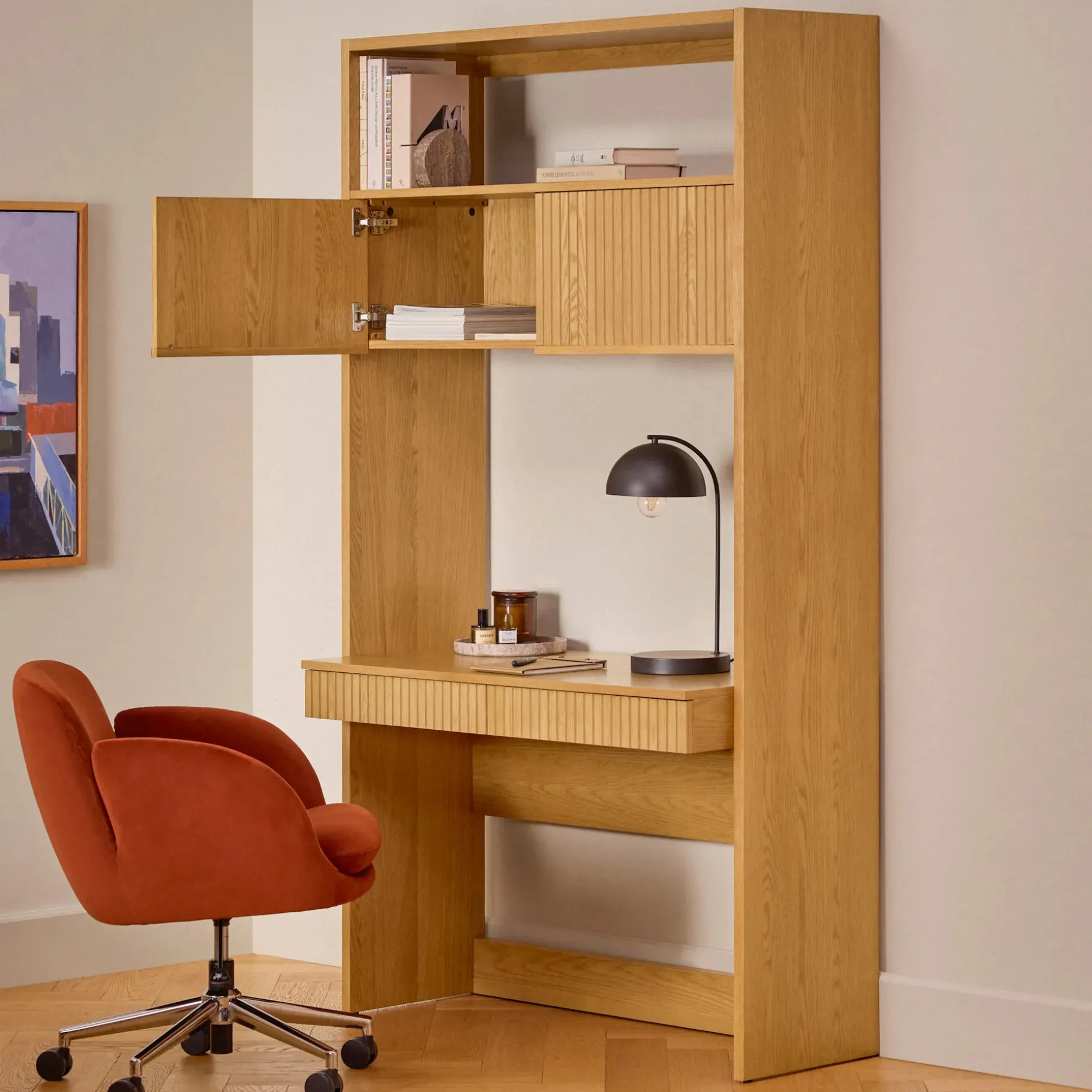Kouva 45.75" Modular Wall Desk - Natural Oak
