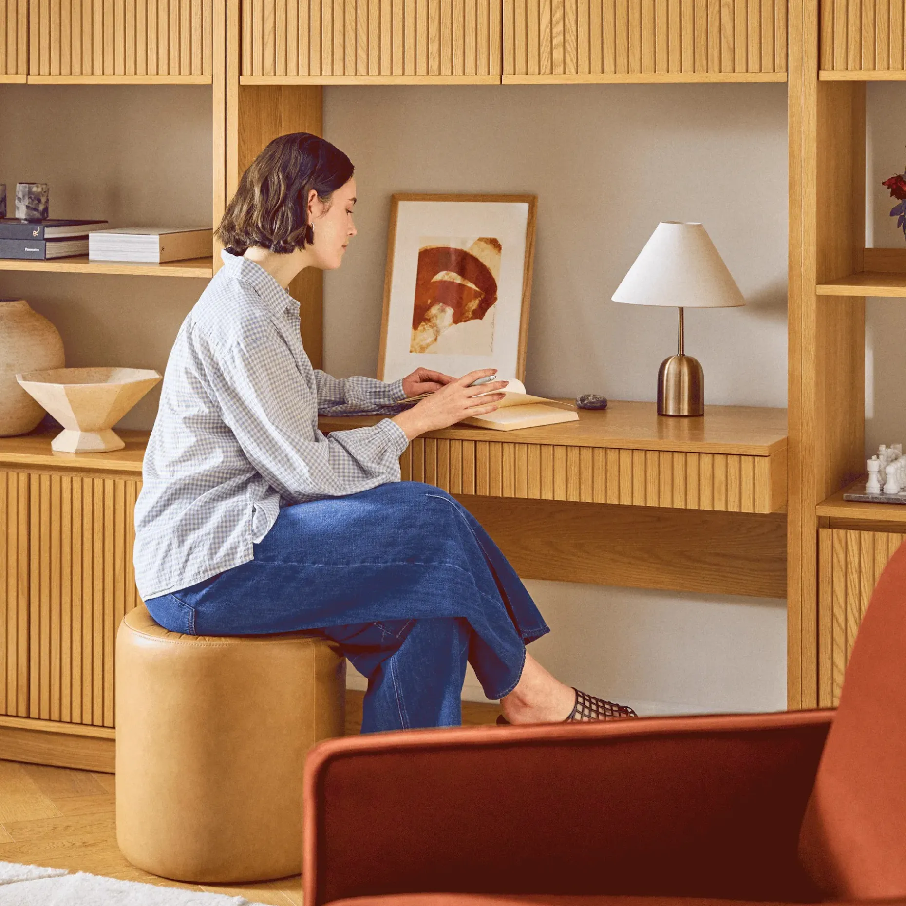 Kouva 45.75" Modular Wall Desk - Natural Oak