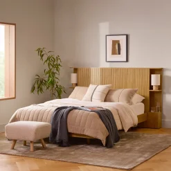 Kouva Queen Storage Headboard - Natural Oak