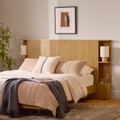 Kouva Queen Storage Headboard - Natural Oak