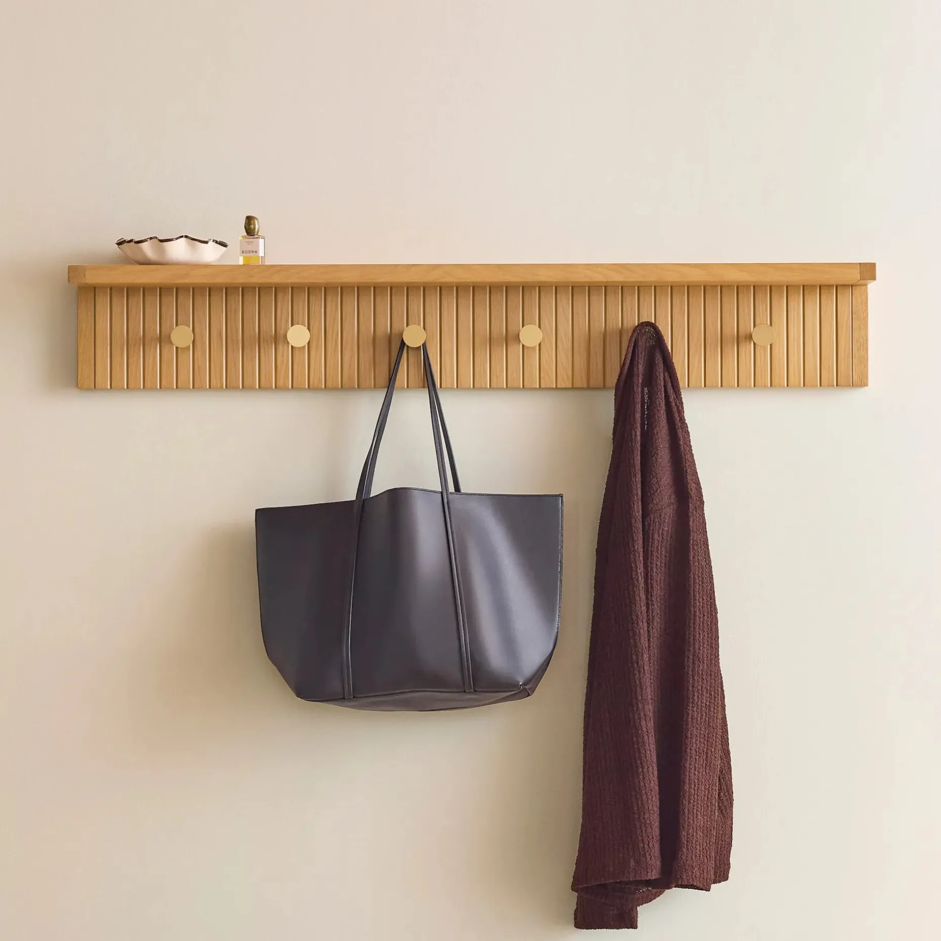 Kouva 47" Shelf and Coat Rack - Natural Oak