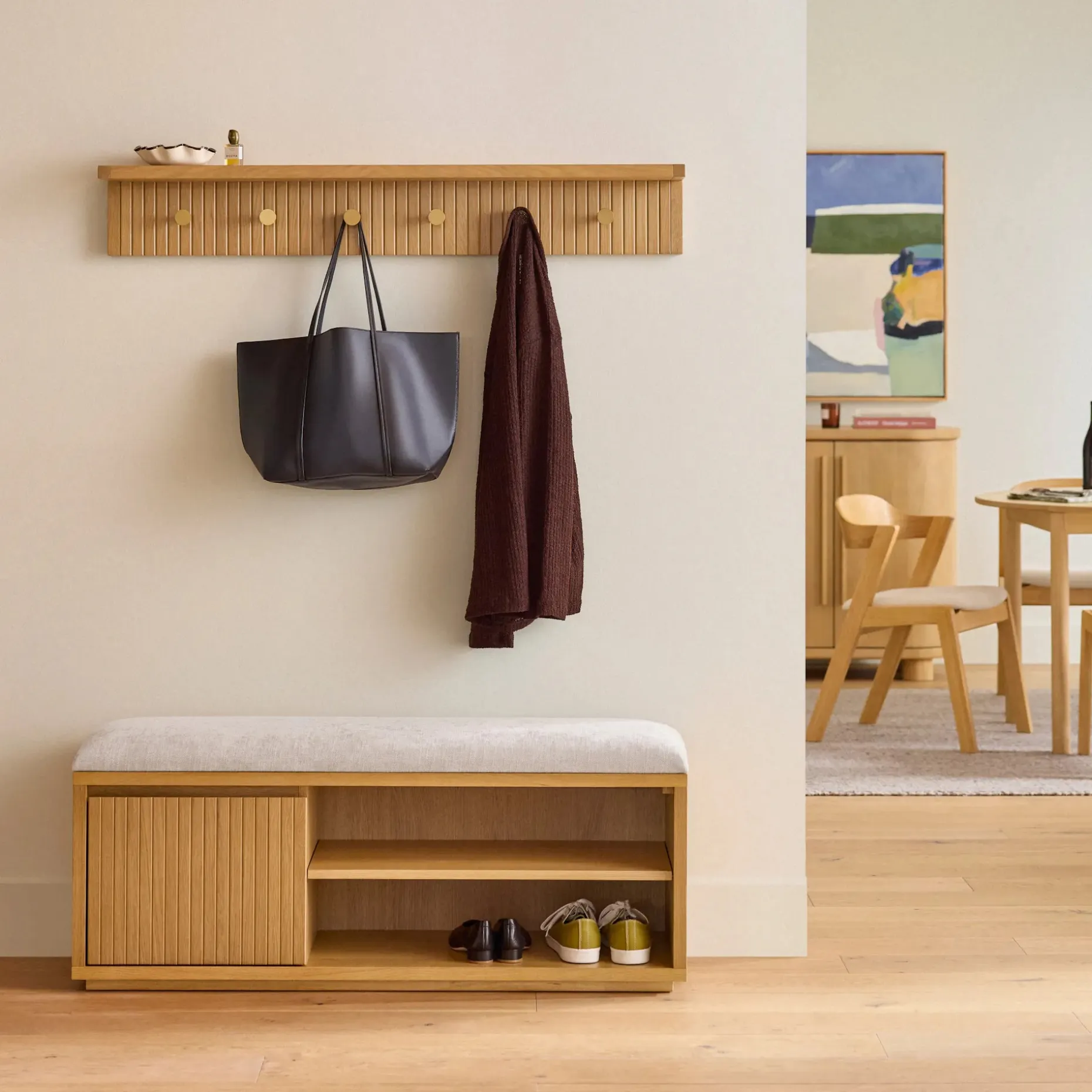 Kouva 47" Shelf and Coat Rack - Natural Oak