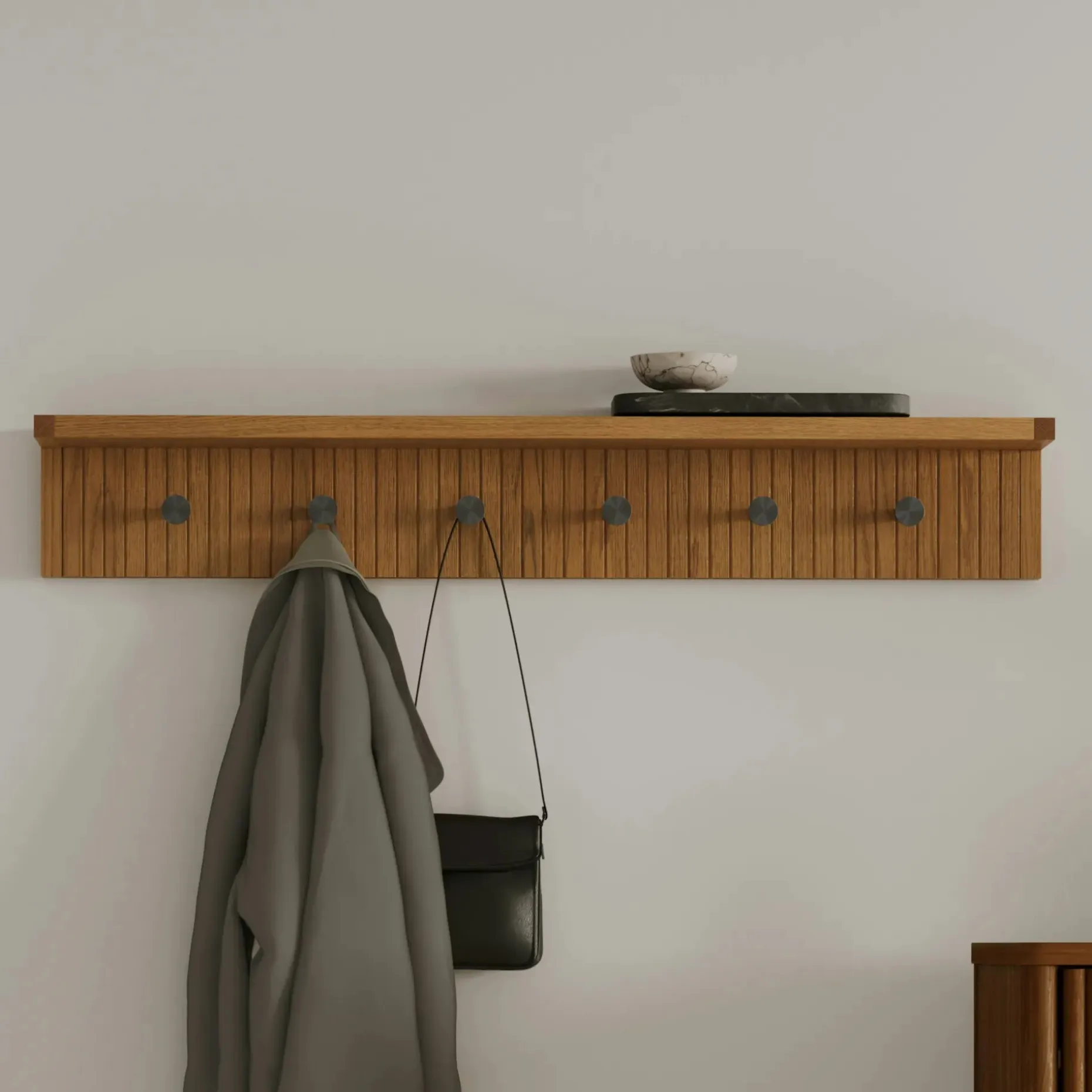 Kouva 47" Shelf and Coat Rack - Smoked Oak