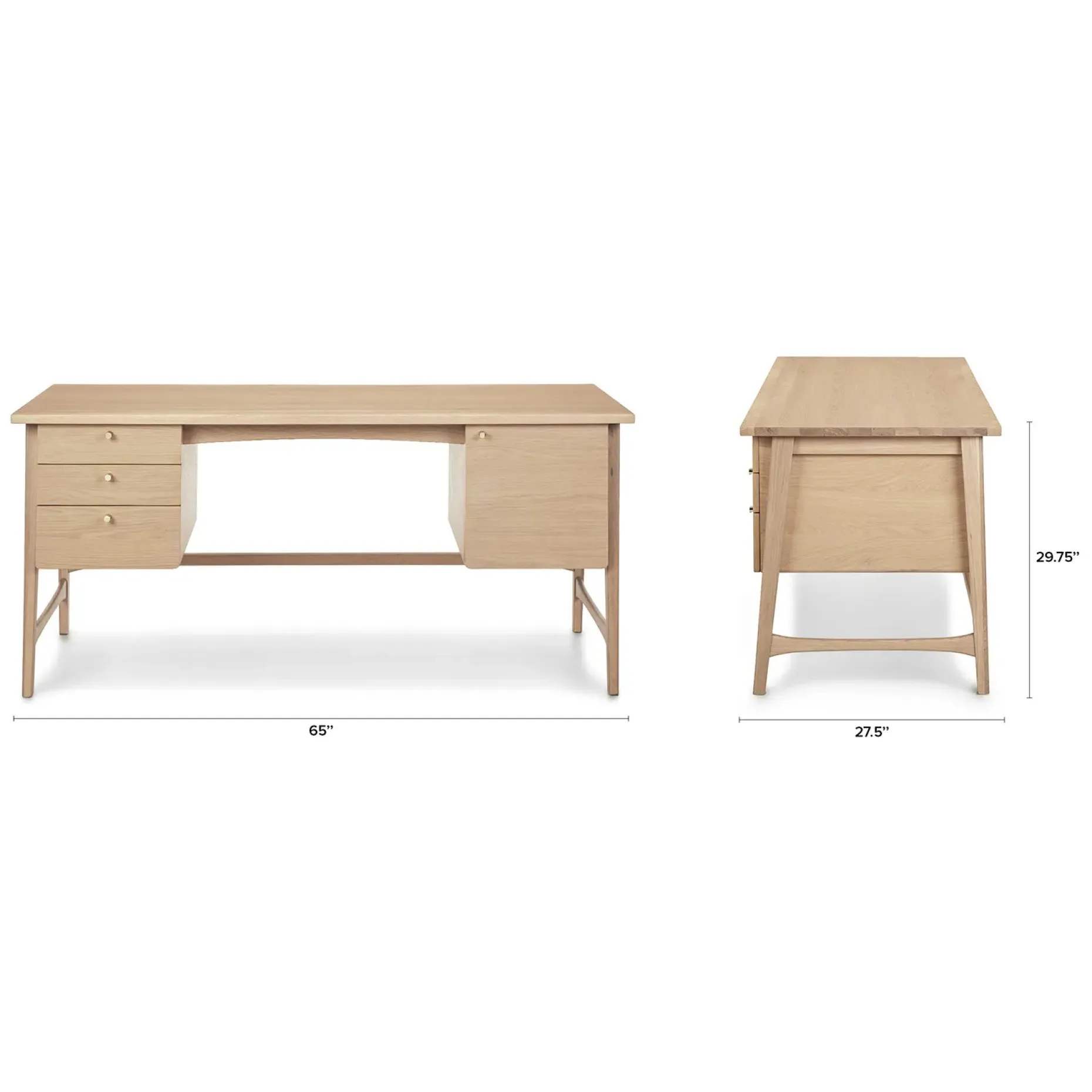 Krossa 65" Executive Desk - White Oak
