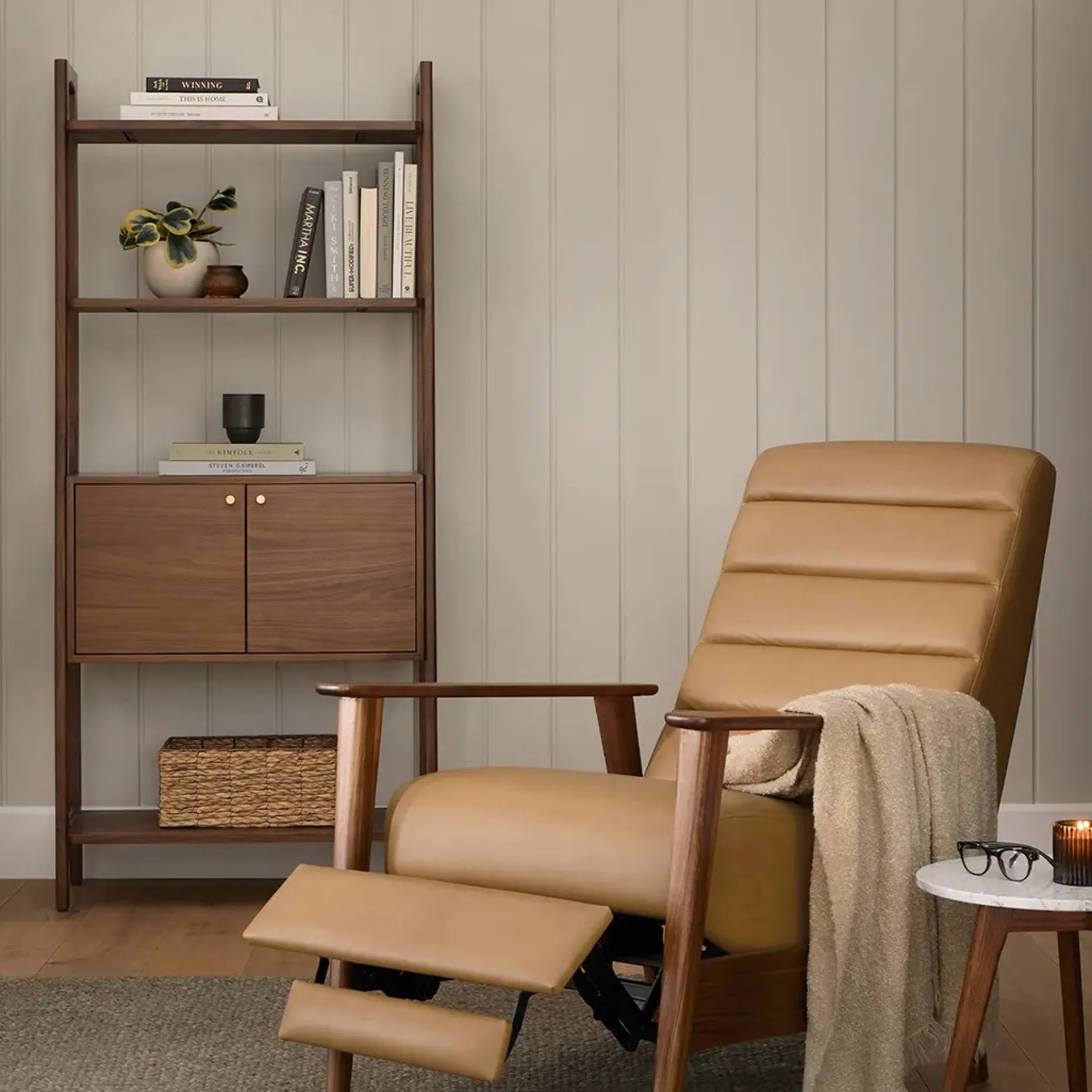 Krossa 31.5" Shelving Unit with Storage - Walnut