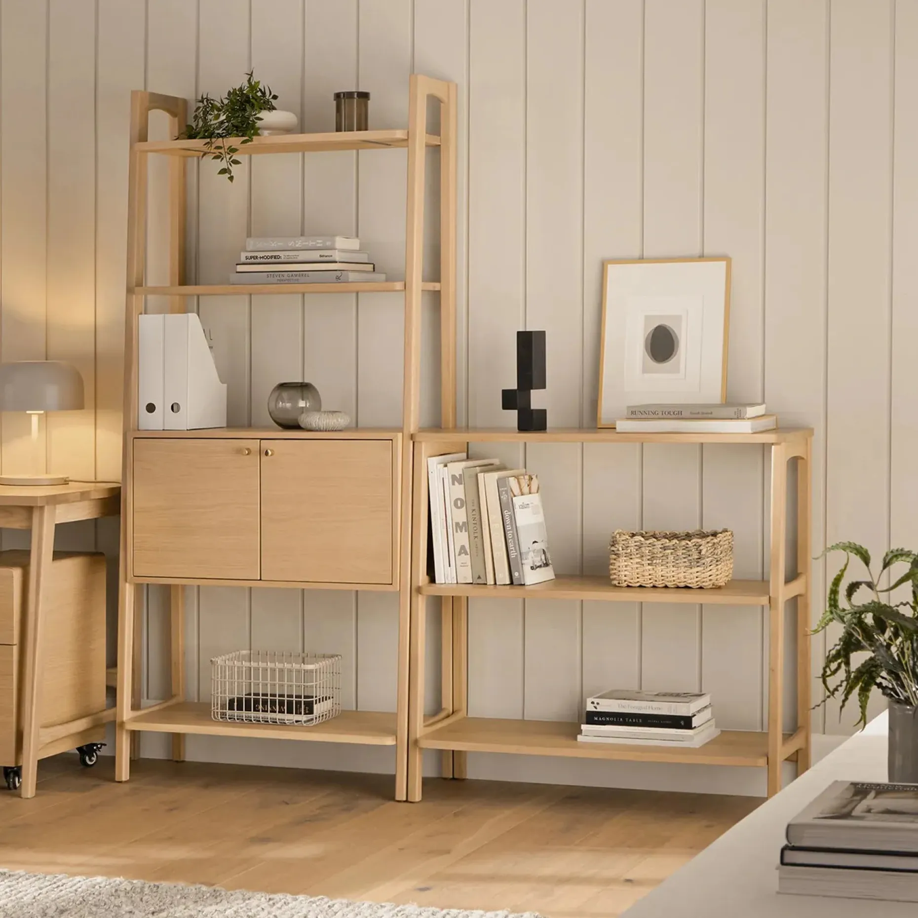 Krossa 31.5" Shelving Unit with Storage - Walnut
