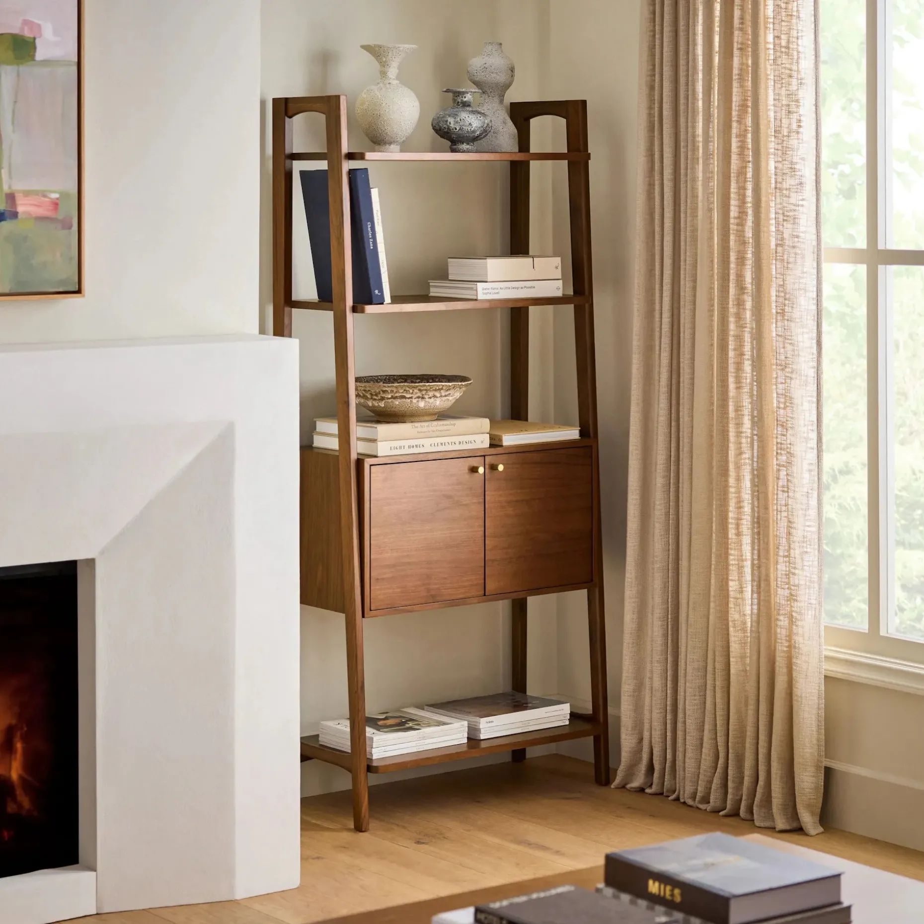 Krossa 31.5" Shelving Unit with Storage - Walnut