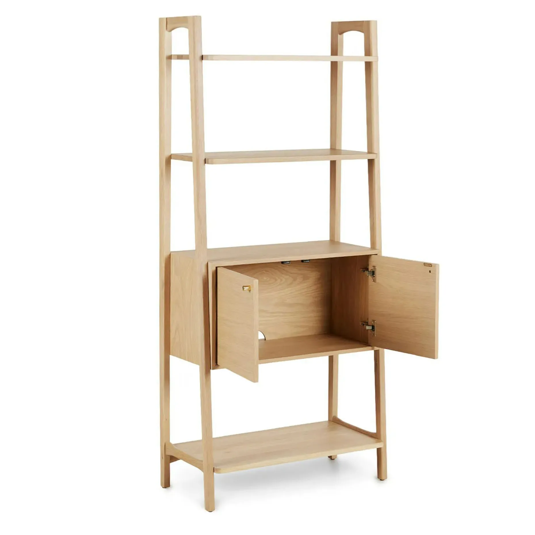 Krossa 31.5" Shelving Unit with Storage - White Oak