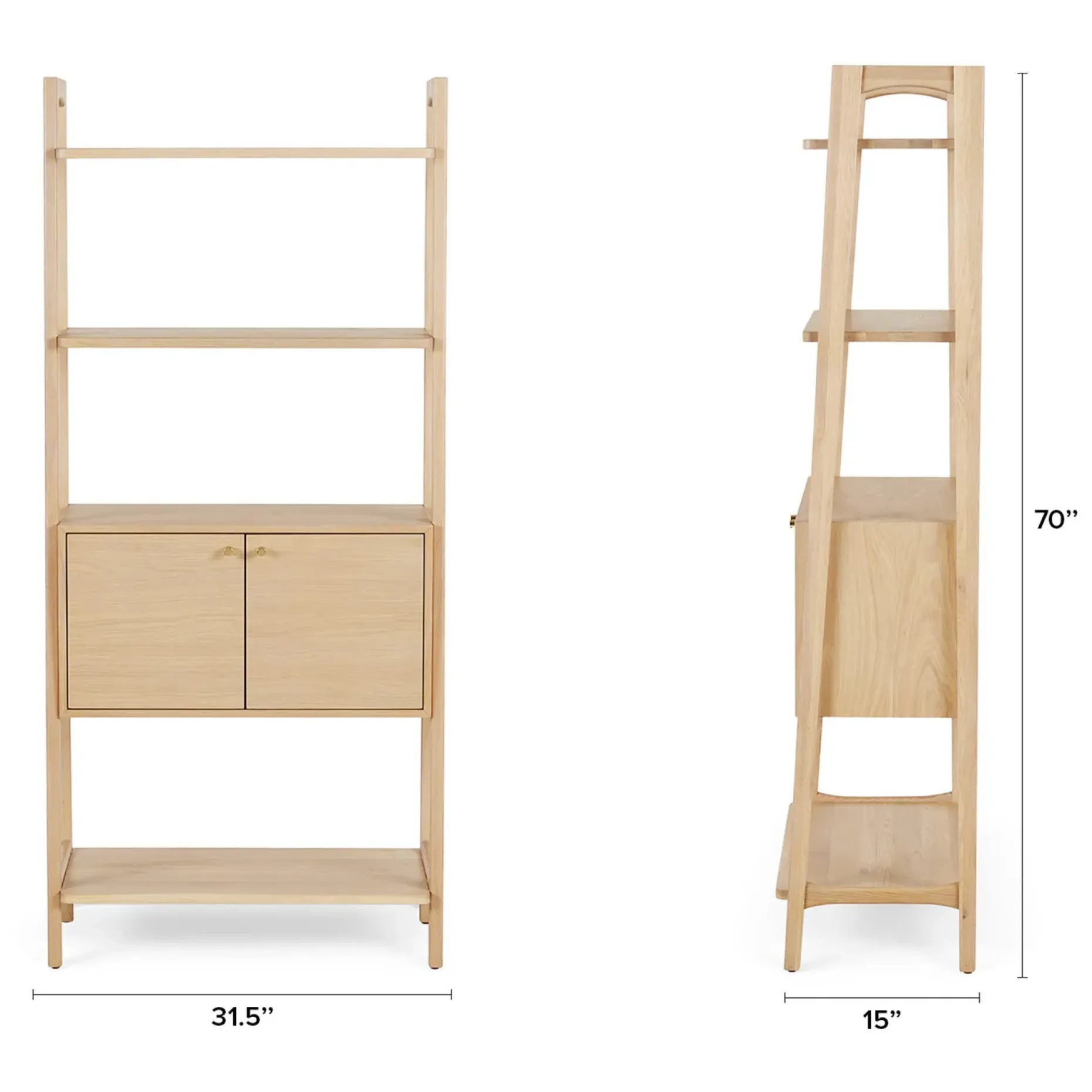 Krossa 31.5" Shelving Unit with Storage - White Oak