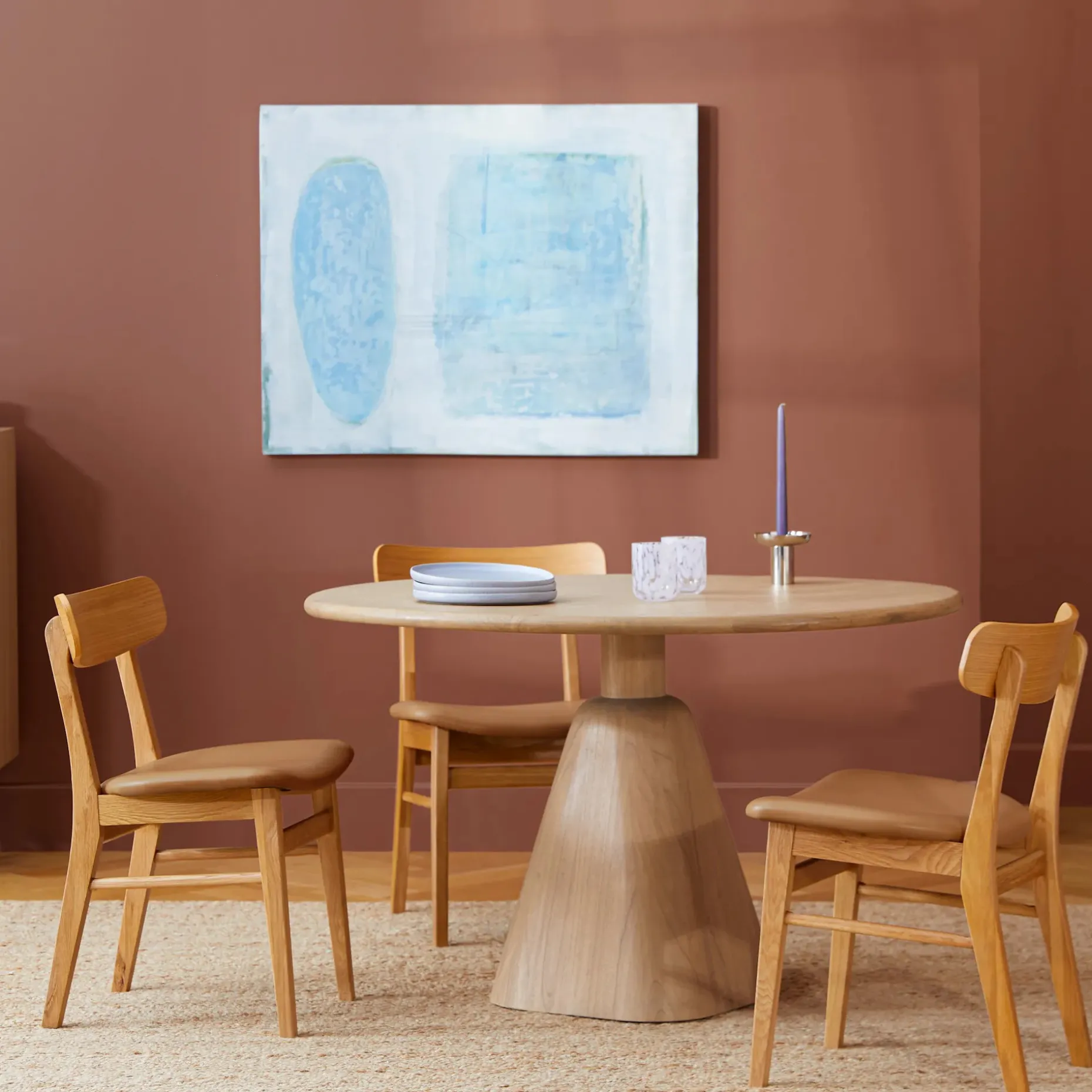 Kurasi 48" Solid Wood Round Dining Table - Natural