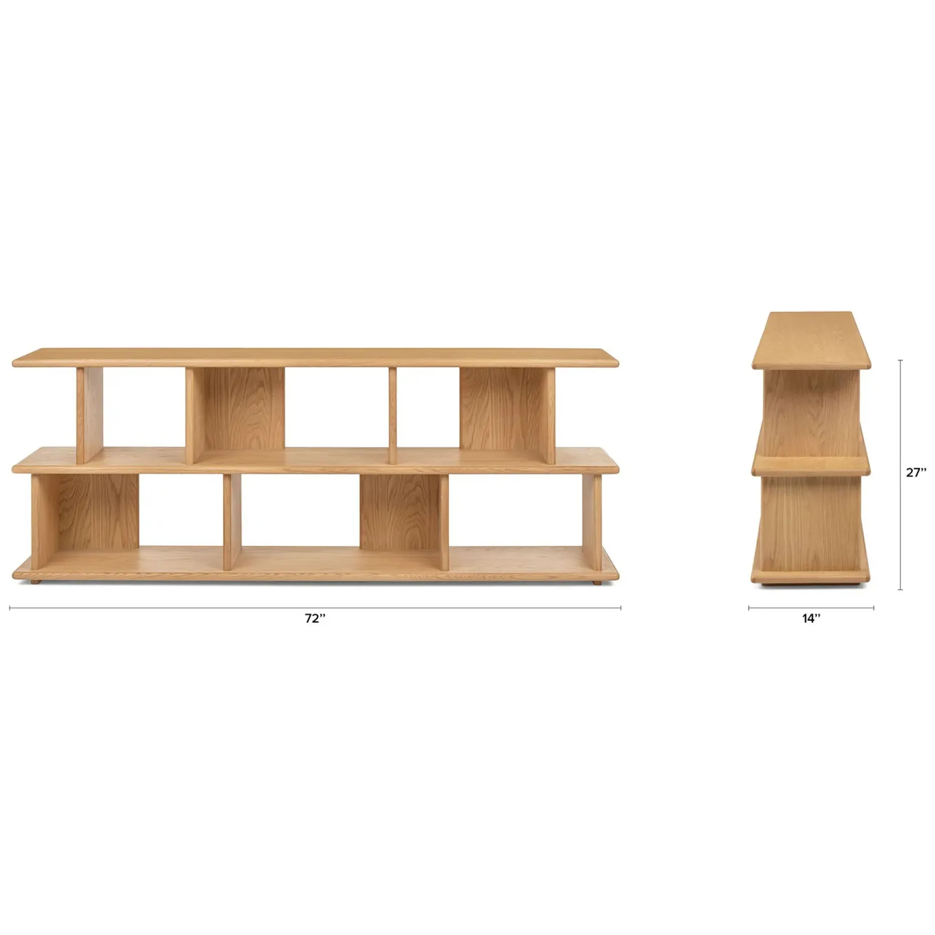 Lafora 72" Bookcase, Short - Natural Oak