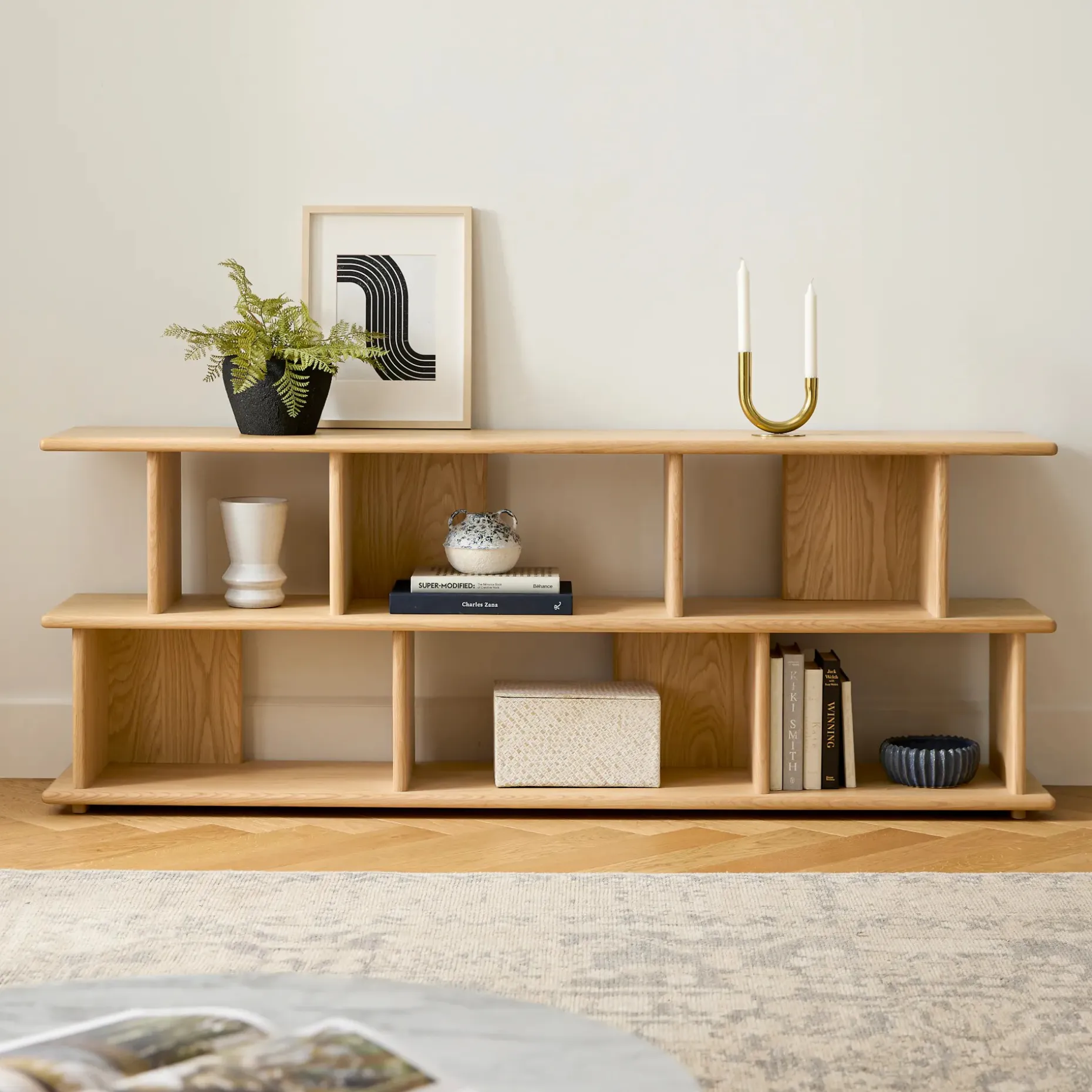 Lafora 72" Bookcase, Short - Natural Oak