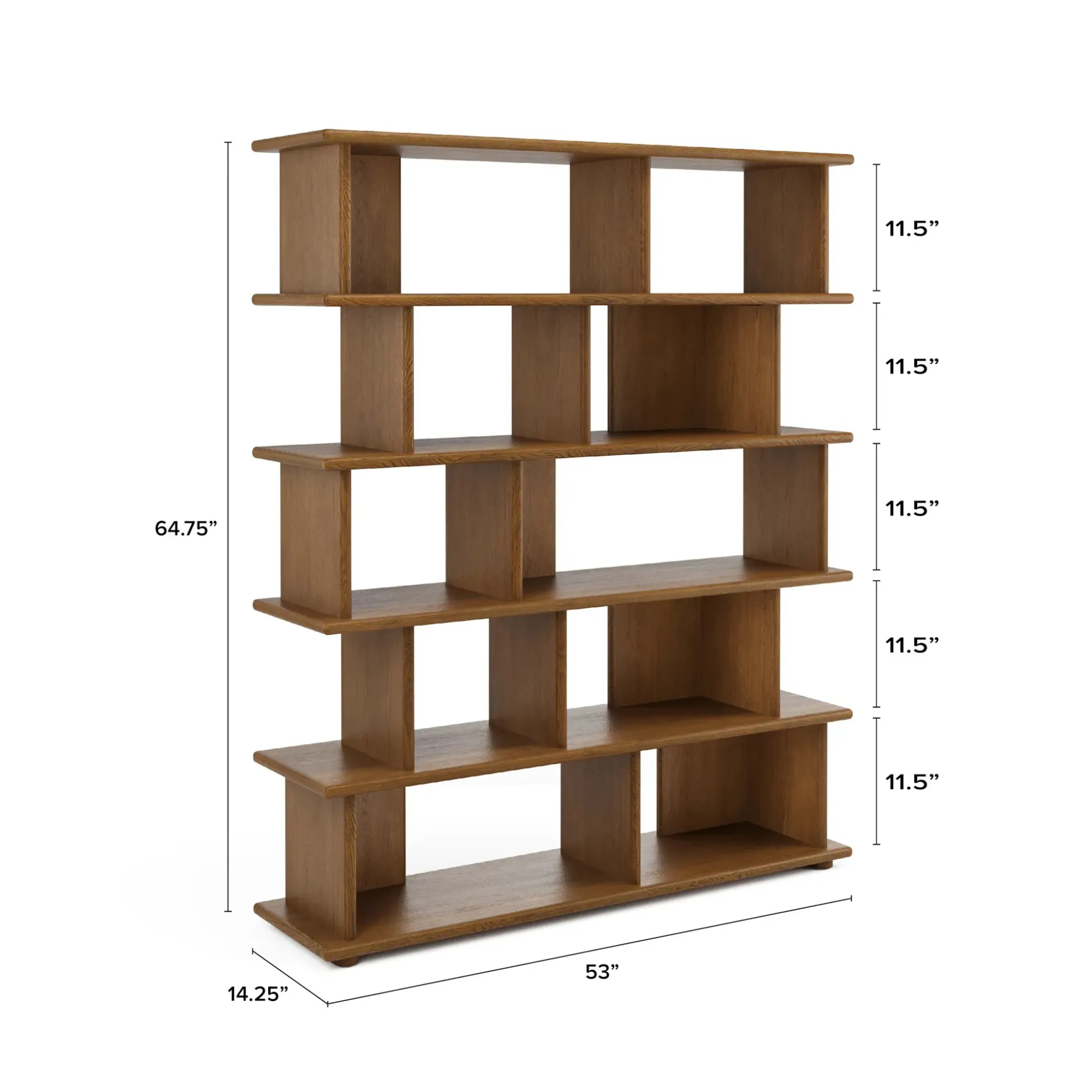 Lafora 53" Bookcase, Tall - Smoked Oak
