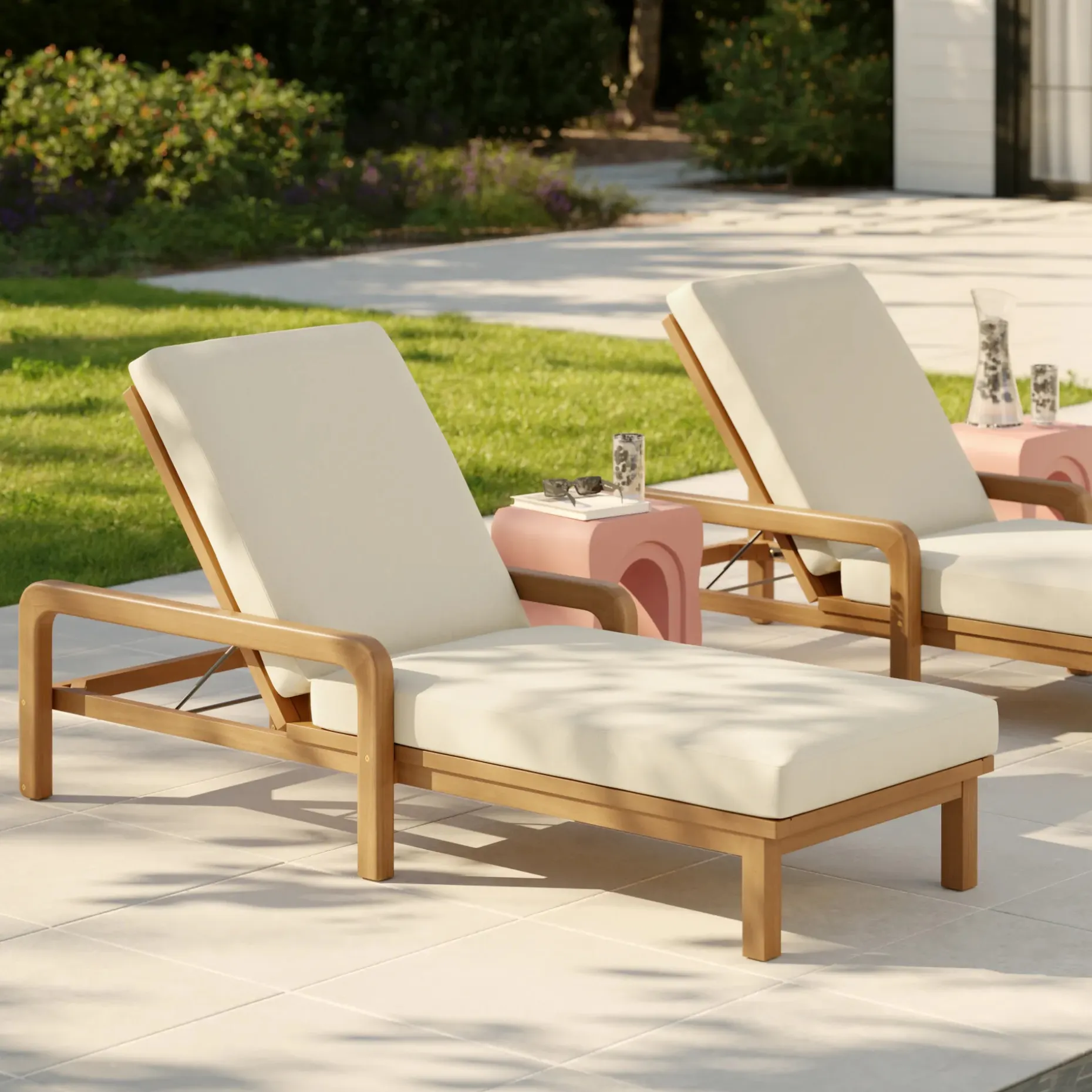 Laholm 78" Outdoor Chaise Lounge - Dravite Ivory