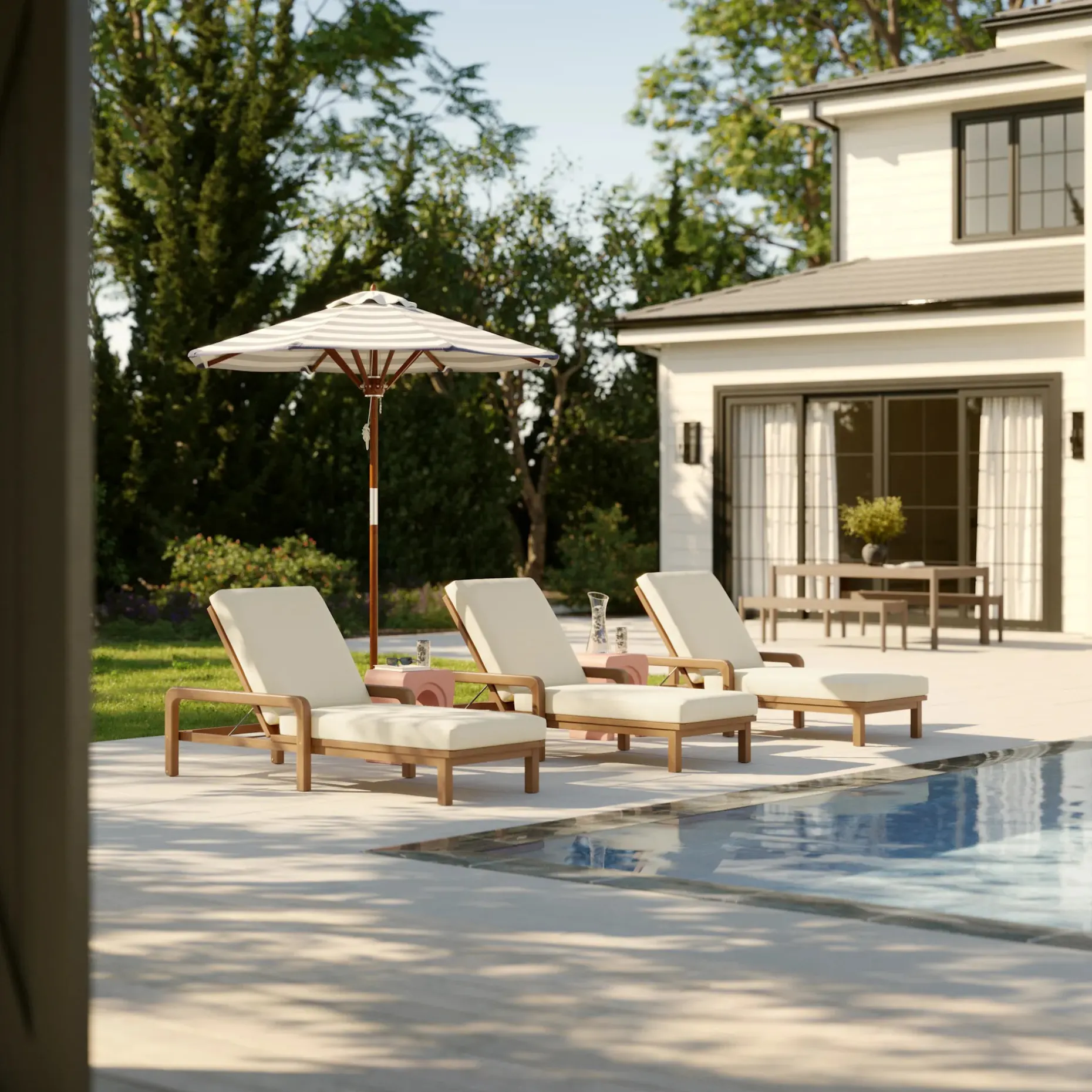 Laholm 78" Outdoor Chaise Lounge - Dravite Ivory