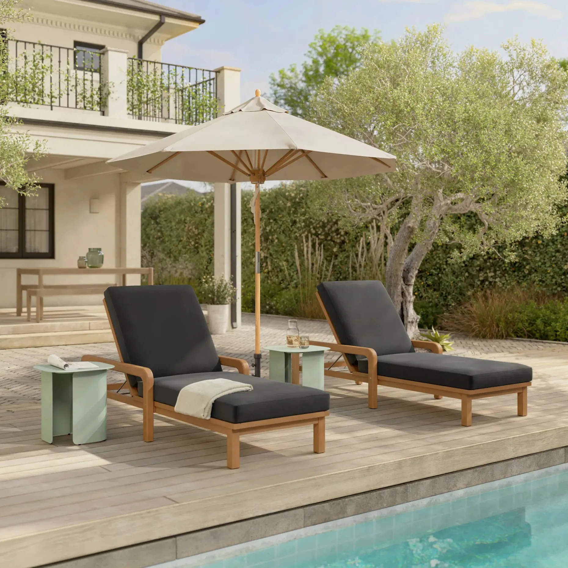 Laholm 78" Outdoor Chaise Lounge - Dravite Ivory