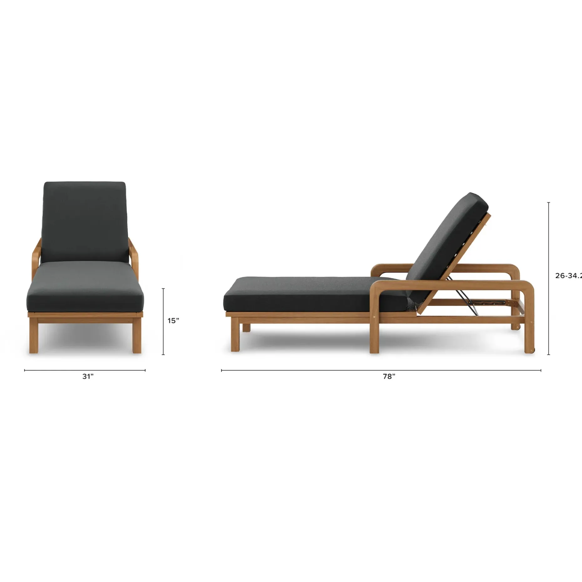 Laholm 78" Outdoor Chaise Lounge - Dravite Black