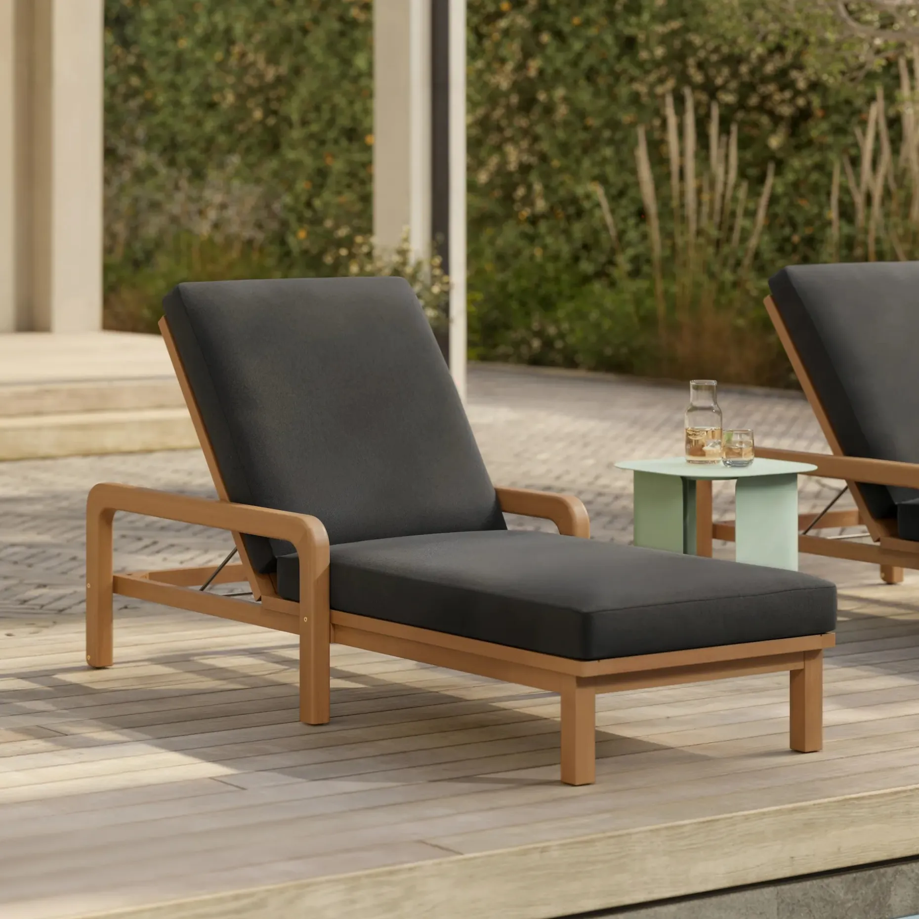 Laholm 78" Outdoor Chaise Lounge - Dravite Black