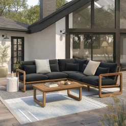 Laholm 94" Outdoor Corner Sectional Set - Dravite Black