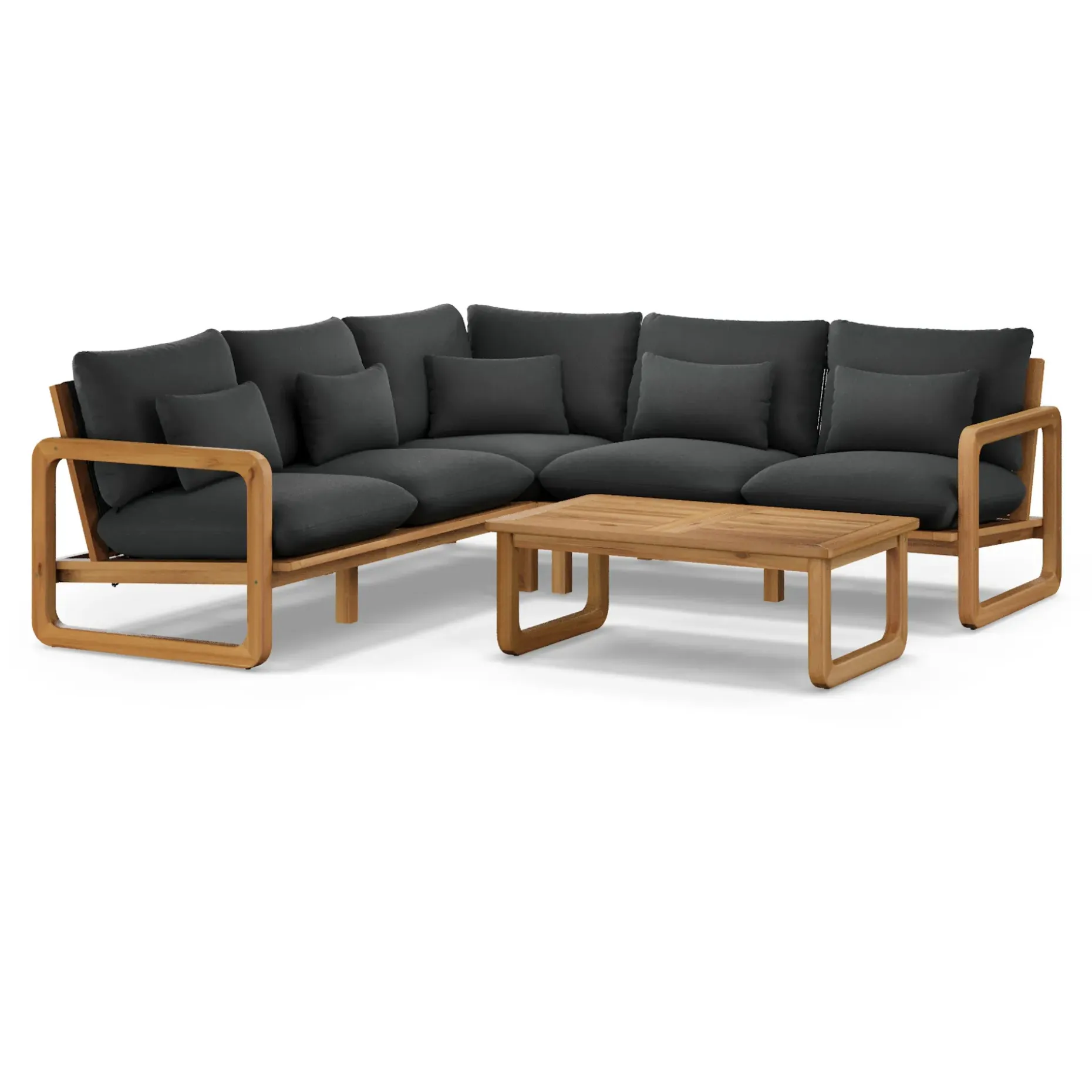 Laholm 94" Outdoor Corner Sectional Set - Dravite Black