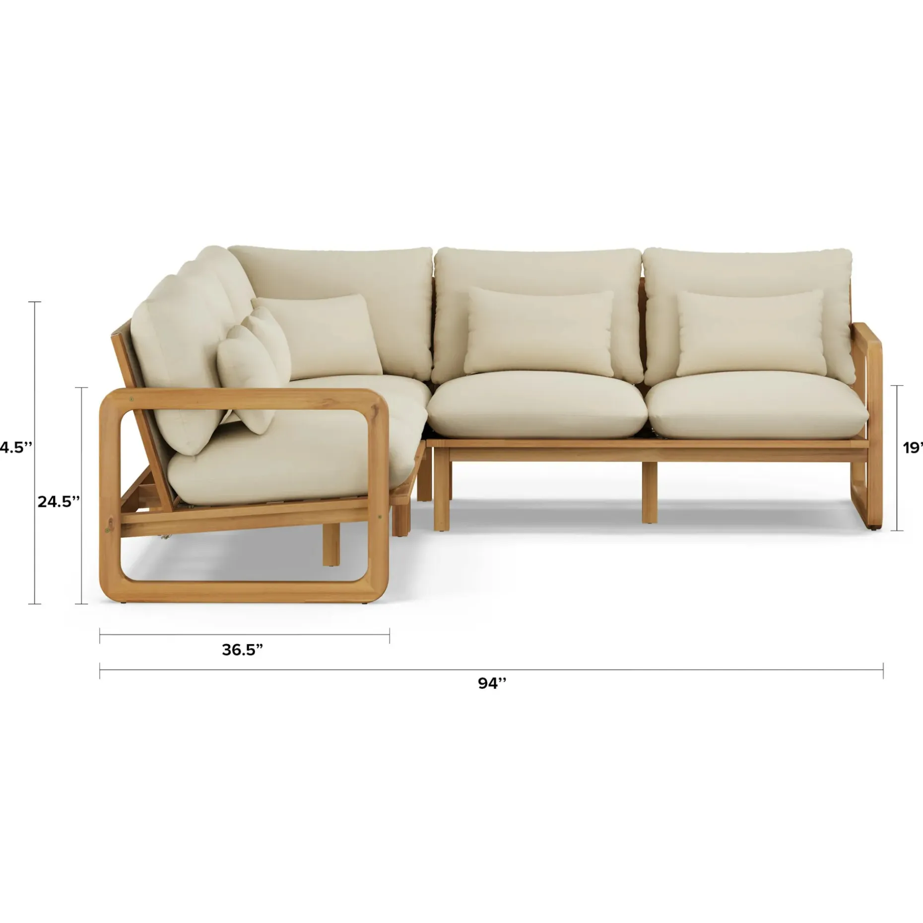 Laholm 94" Outdoor Corner Sectional Set - Dravite Ivory