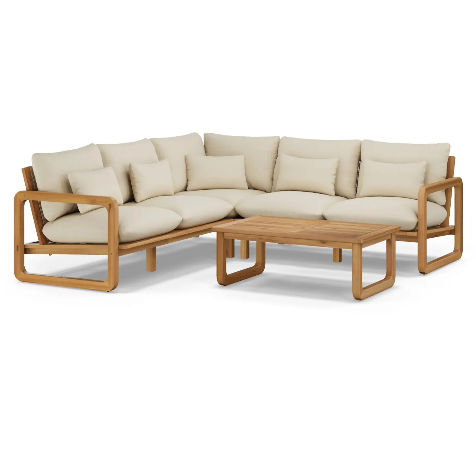 Laholm 94" Outdoor Corner Sectional Set - Dravite Ivory