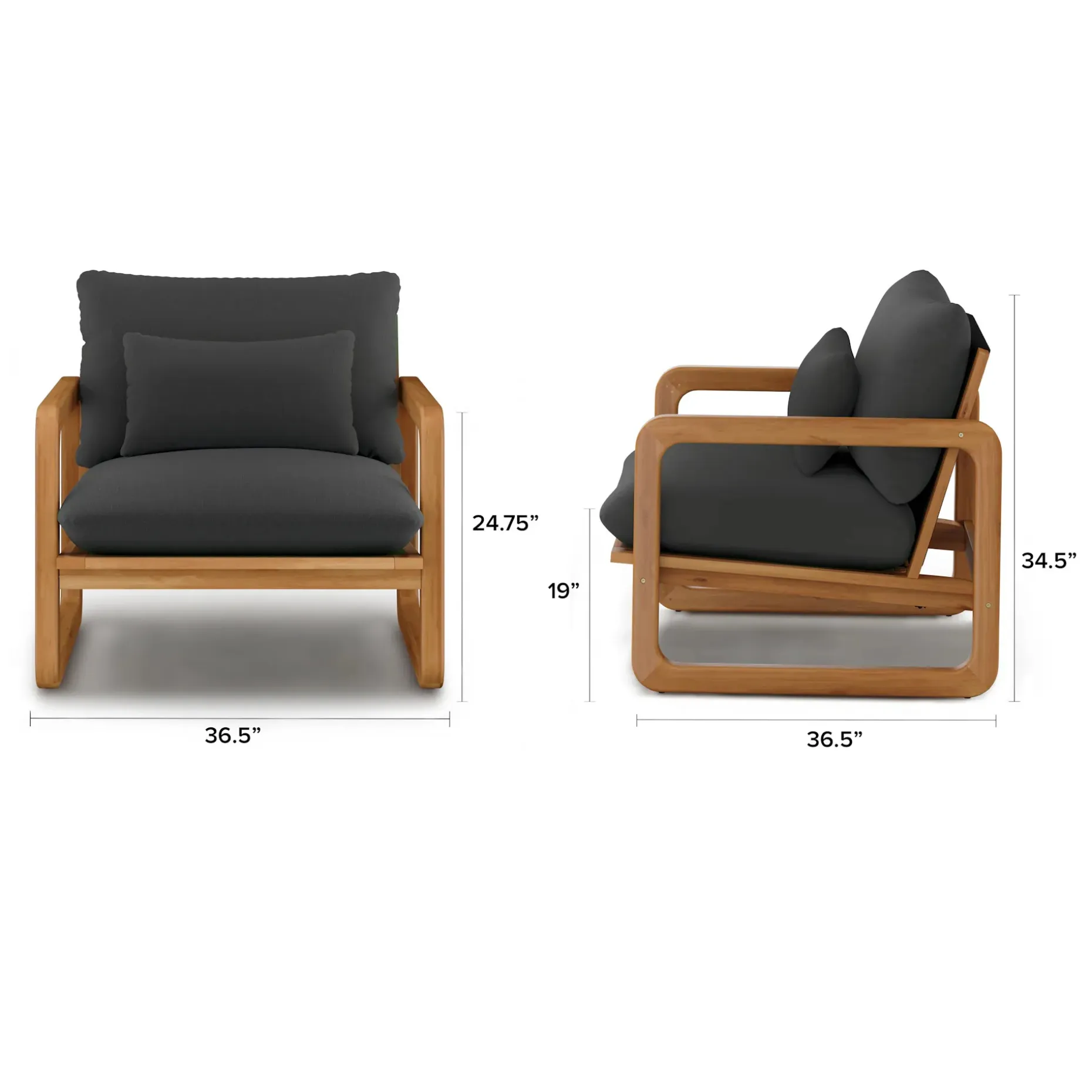 Laholm 36.5" Outdoor Lounge Chair - Dravite Black
