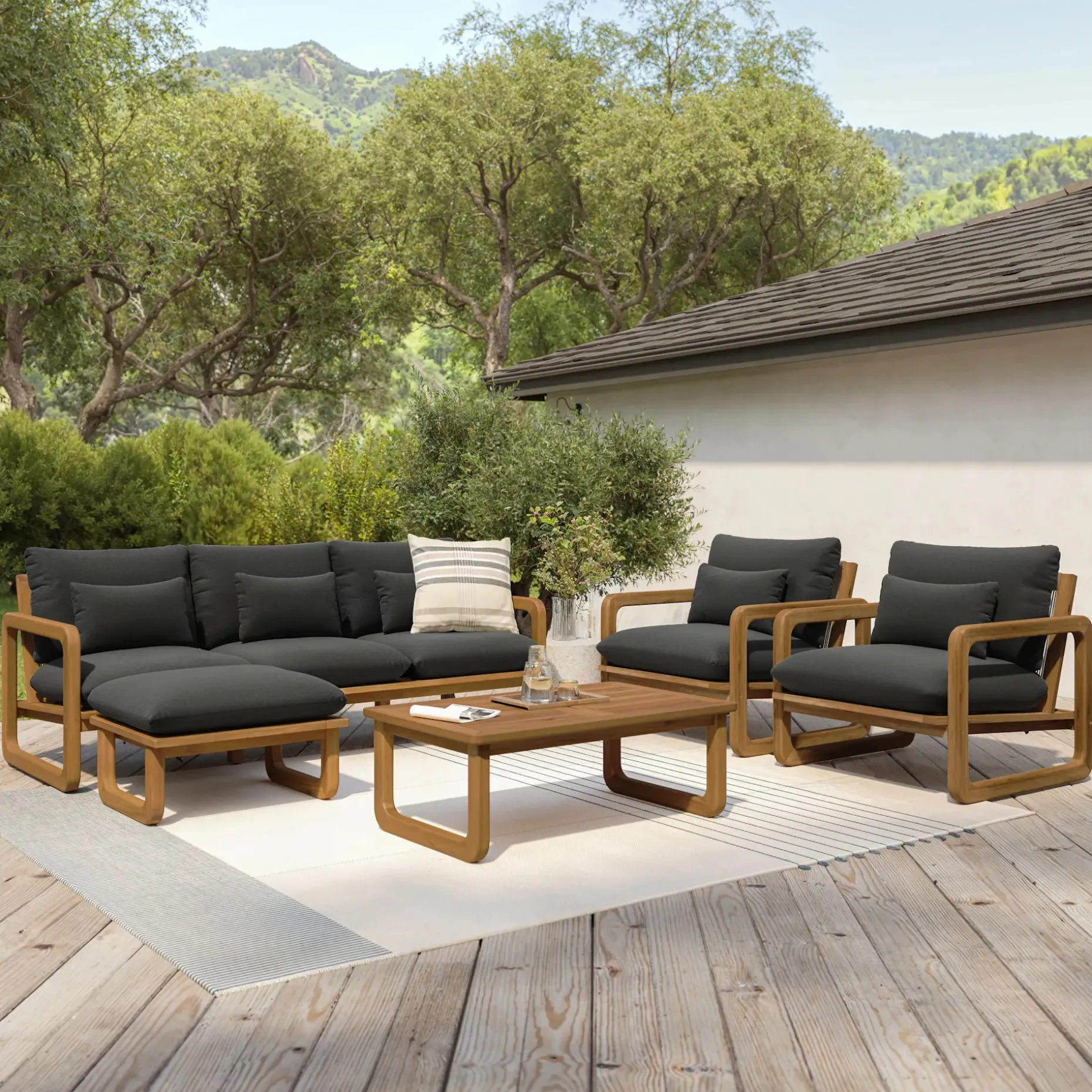 Laholm 36.5" Outdoor Lounge Chair - Dravite Black