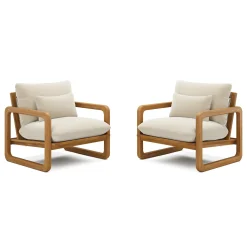 Laholm 36.5" Outdoor Lounge Chair Set - Dravite Ivory