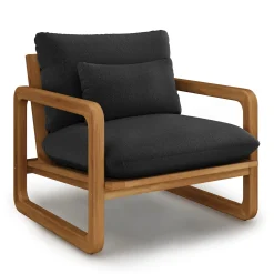 Laholm 36.5" Outdoor Lounge Chair Set - Dravite Black