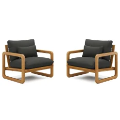 Laholm 36.5" Outdoor Lounge Chair Set - Dravite Black