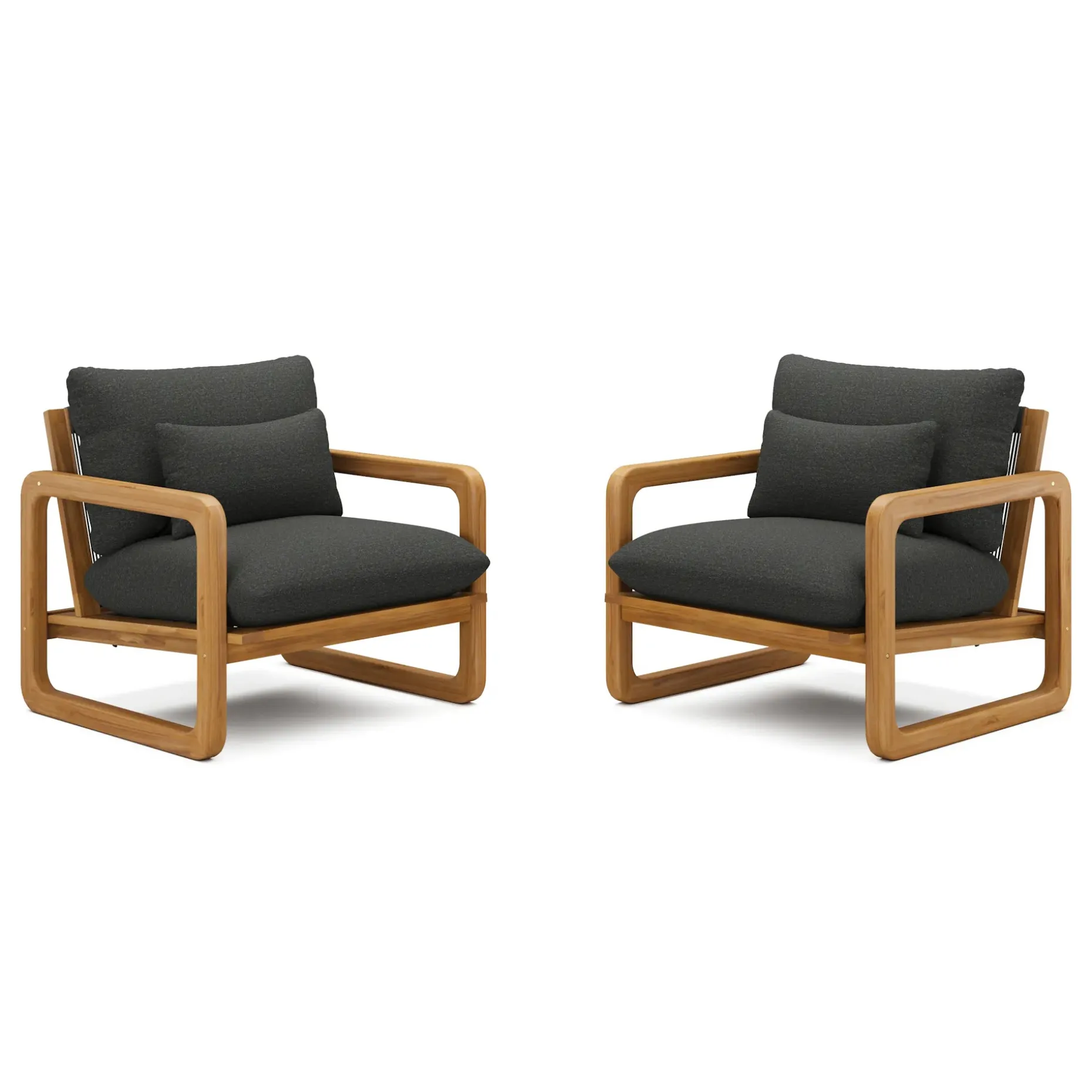 Laholm 36.5" Outdoor Lounge Chair Set - Dravite Black