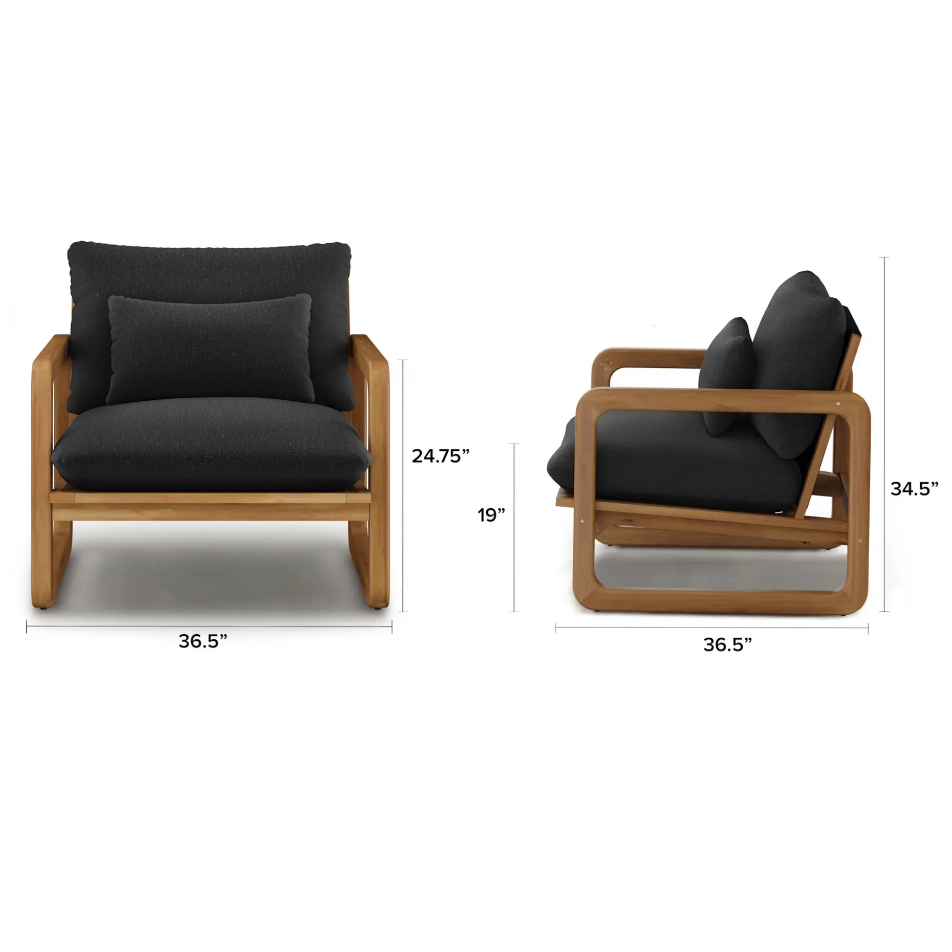 Laholm 36.5" Outdoor Lounge Chair Set - Dravite Black