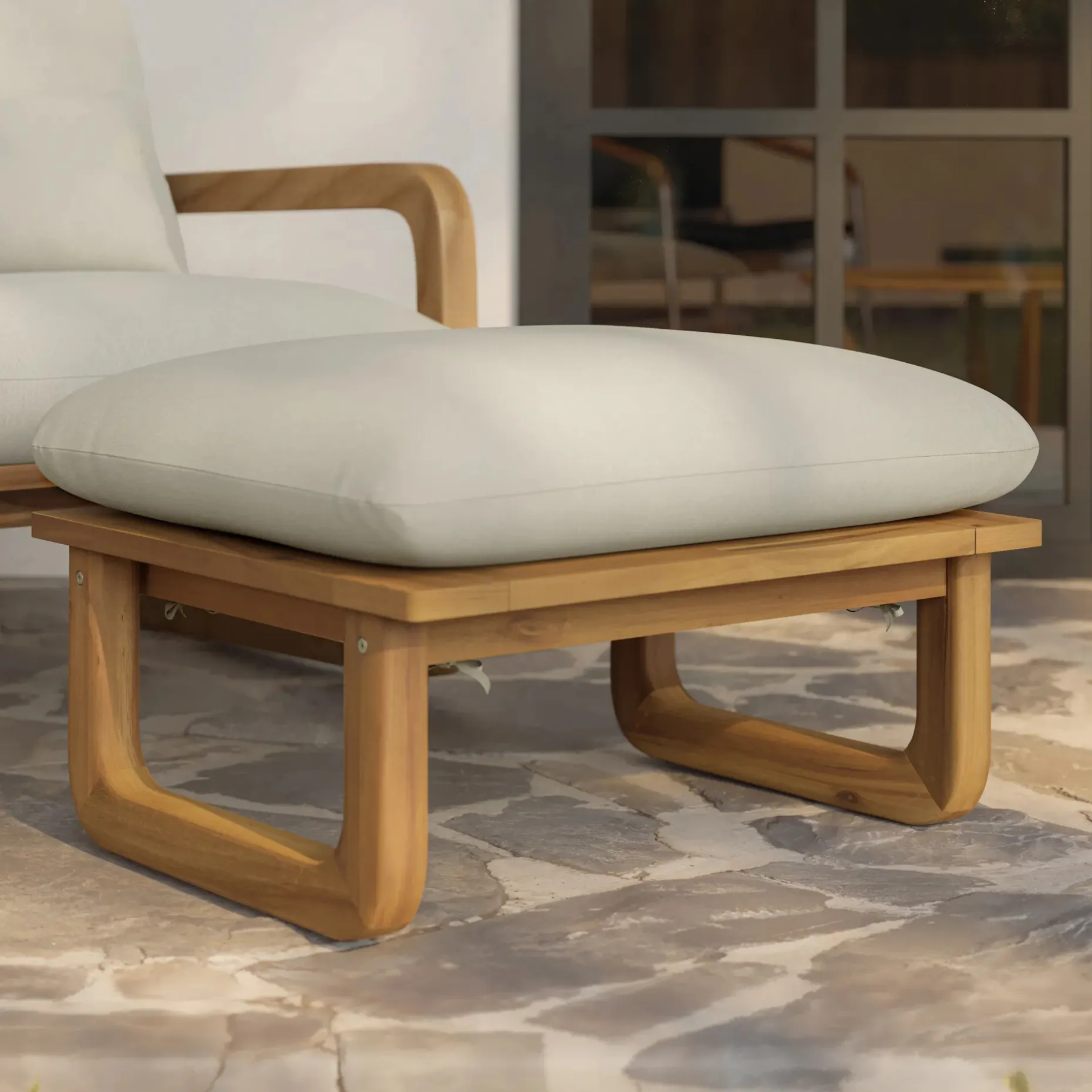 Laholm 70" Outdoor Loveseat and Ottoman Set - Dravite Ivory