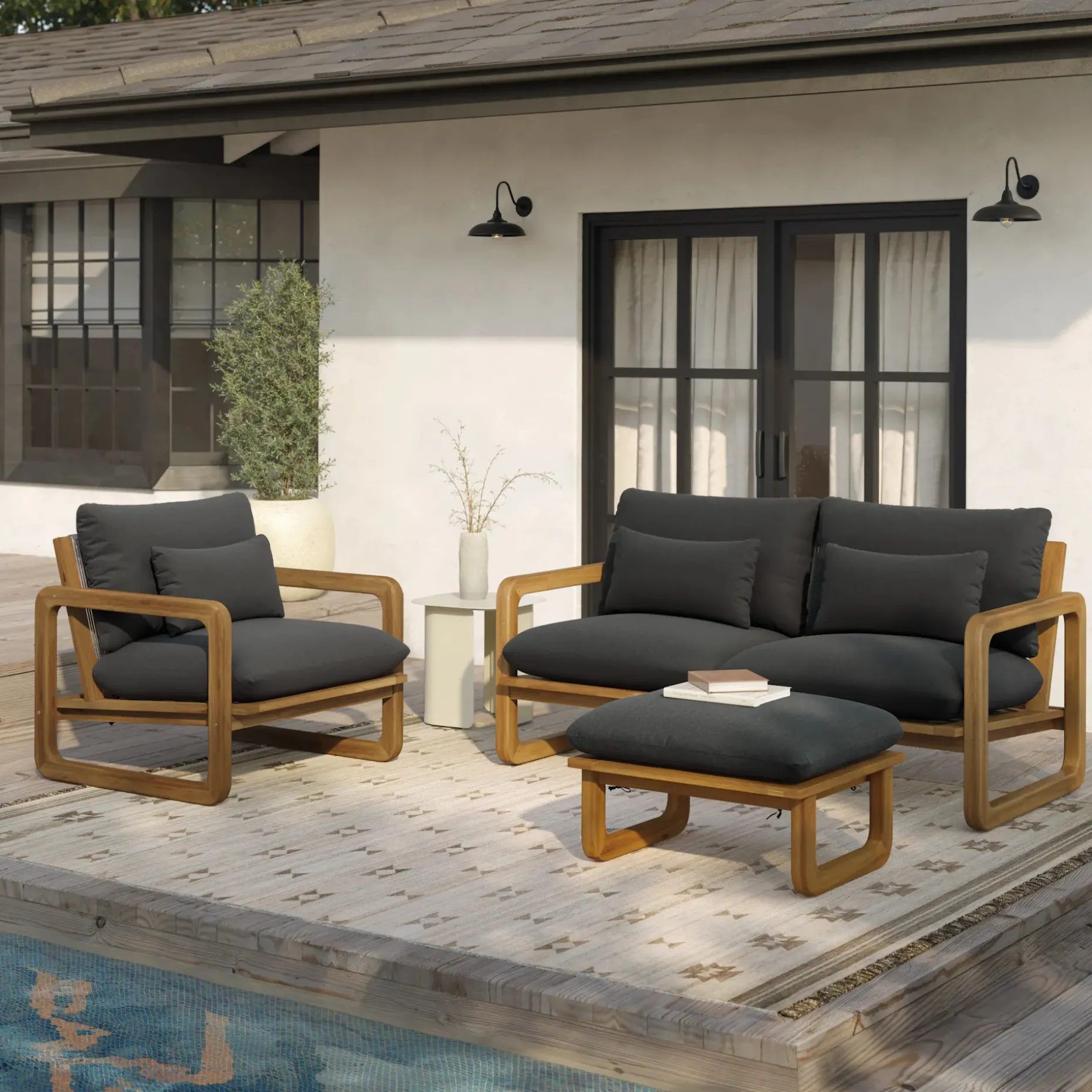 Laholm 70" Outdoor Loveseat - Dravite Black