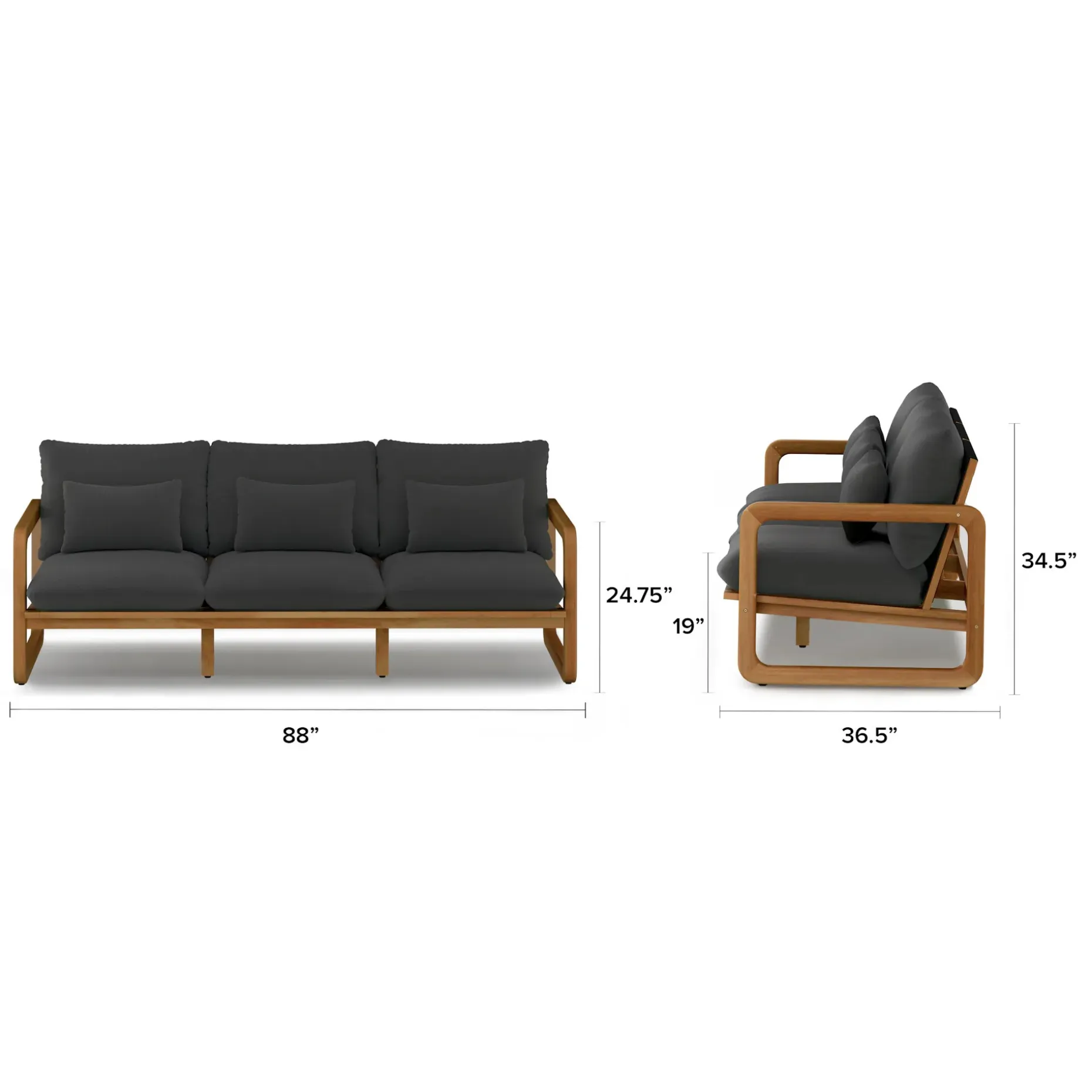 Laholm 88" Outdoor Sofa - Dravite Black