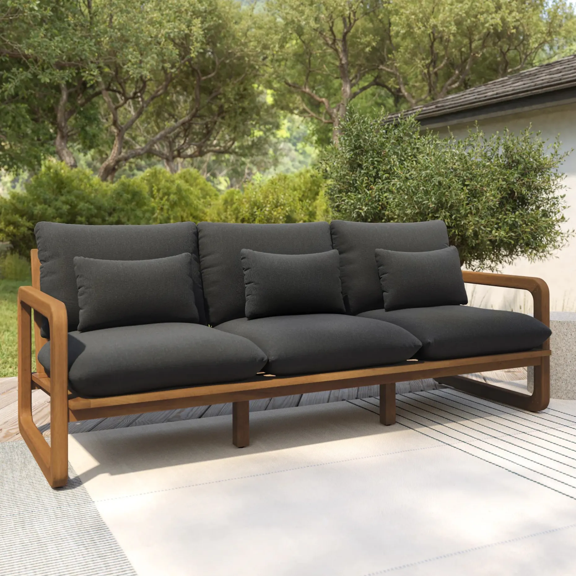 Laholm 88" Outdoor Sofa - Dravite Black