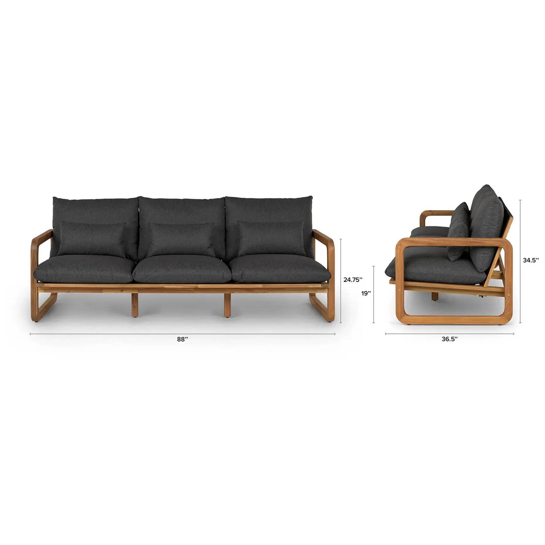 Laholm 88" Outdoor Sofa Set - Dravite Black