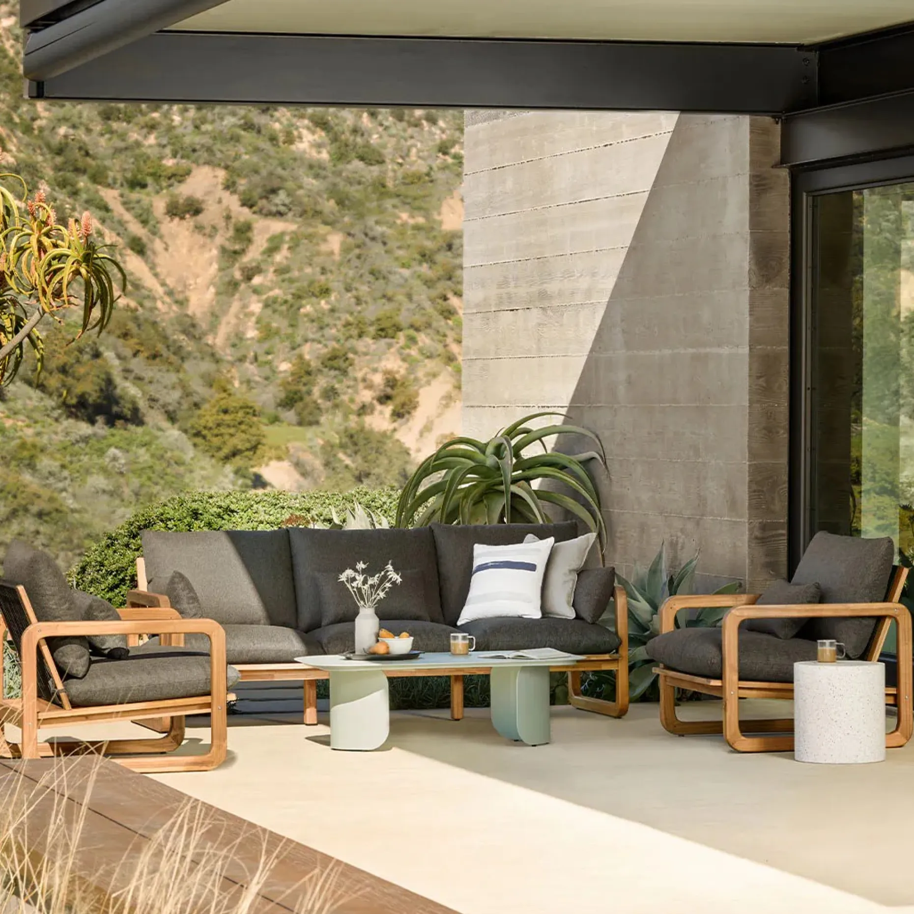 Laholm 88" Outdoor Sofa Set - Dravite Black