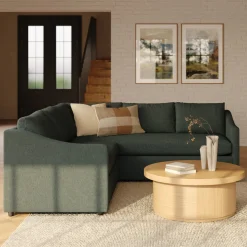 Landry 91" Corner Sectional - Green Wool Bouclé