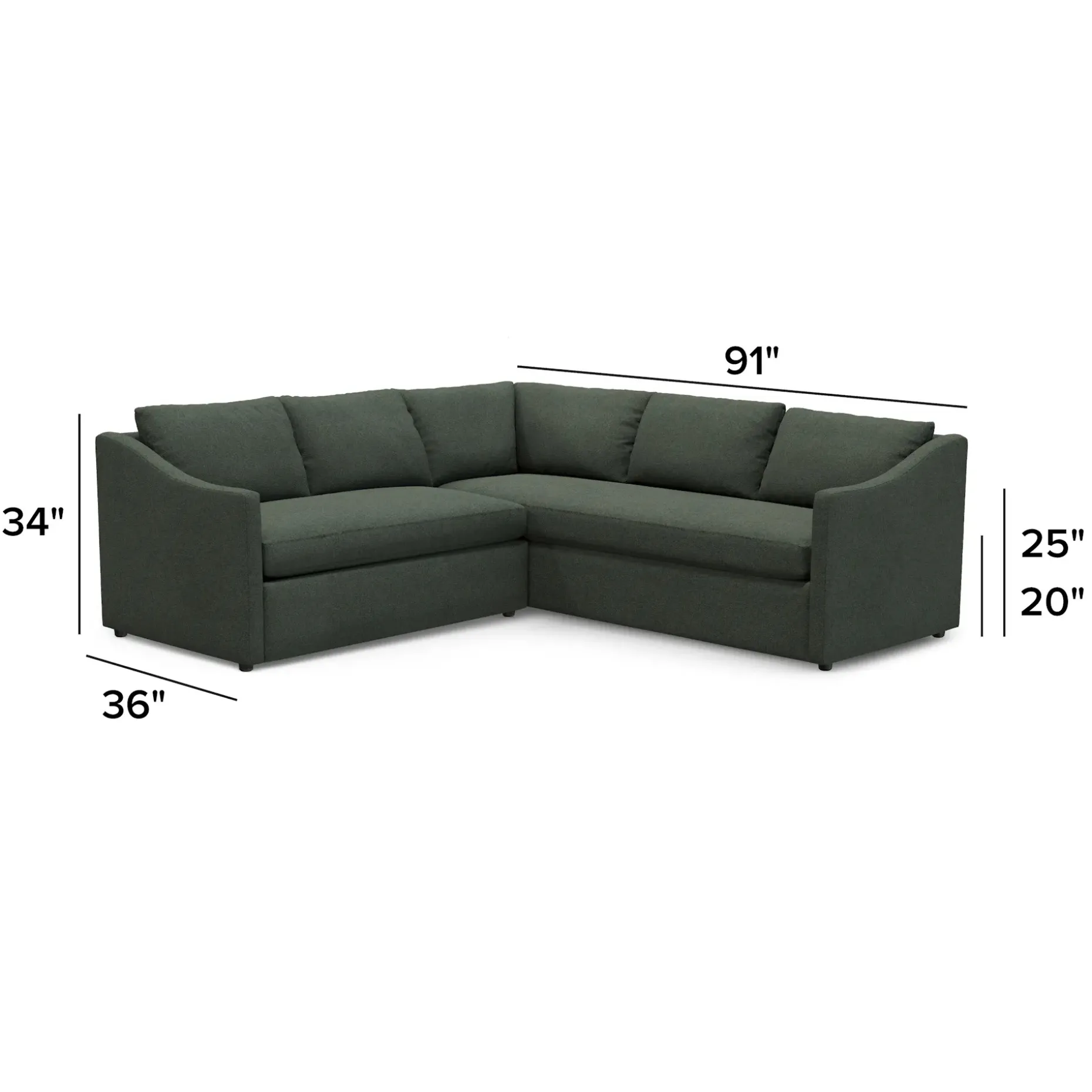 Landry 91" Corner Sectional - Green Wool Bouclé