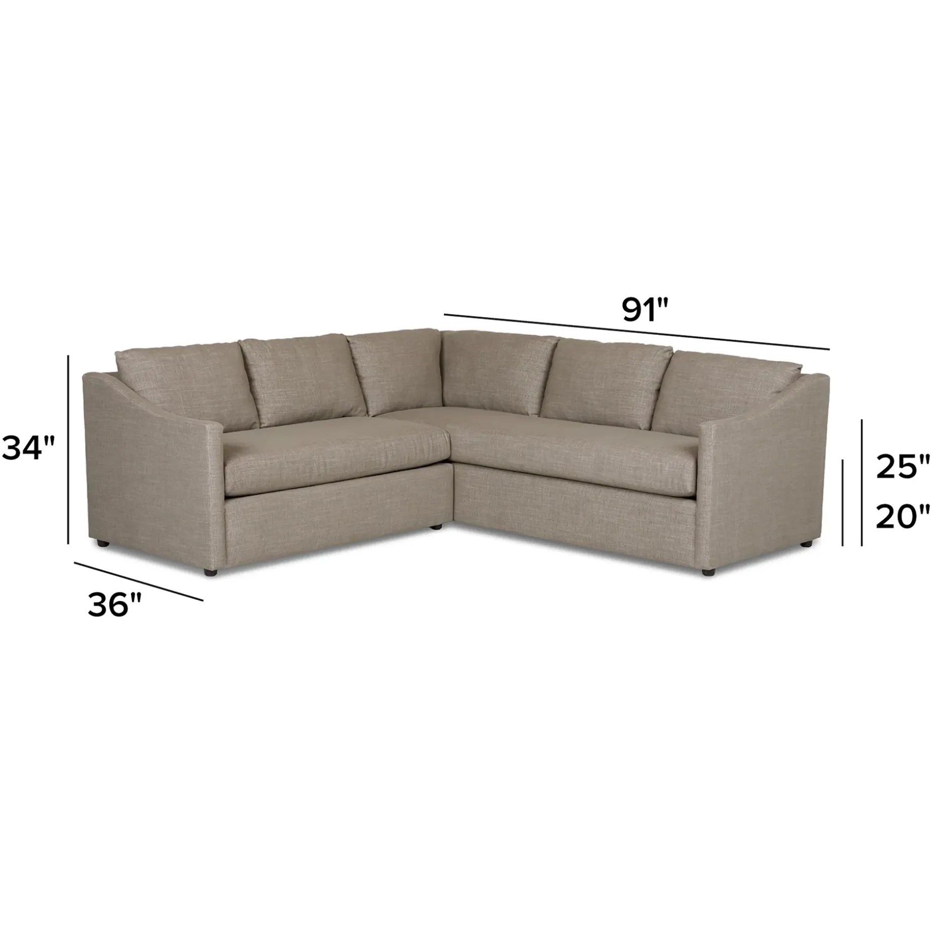 Landry 91" Corner Sectional - Napa Taupe