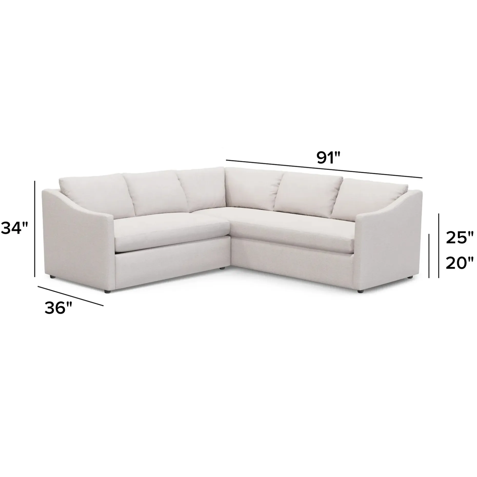 Landry 91" Corner Sectional - Napa White