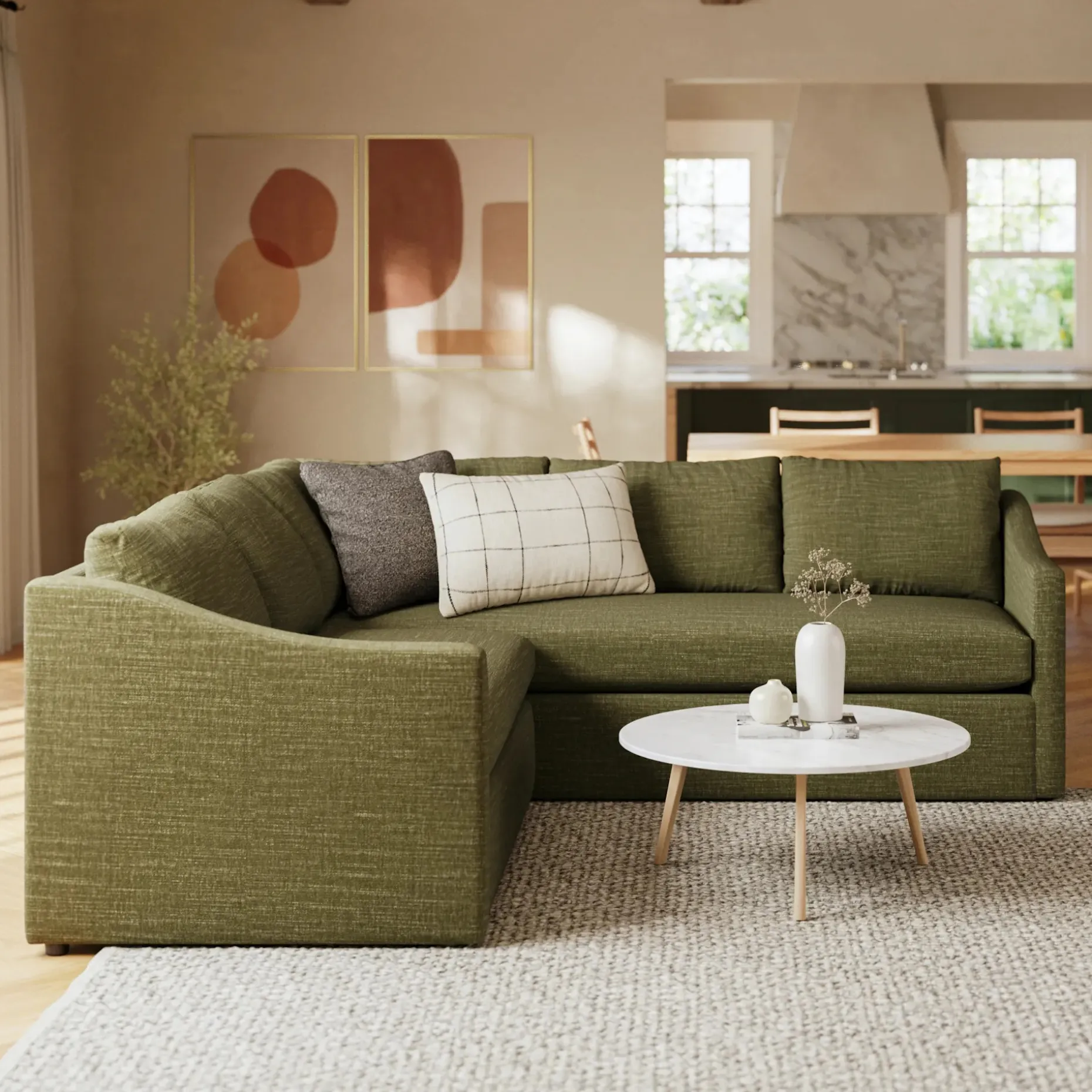 Landry 91" Corner Sectional - Napa Moss