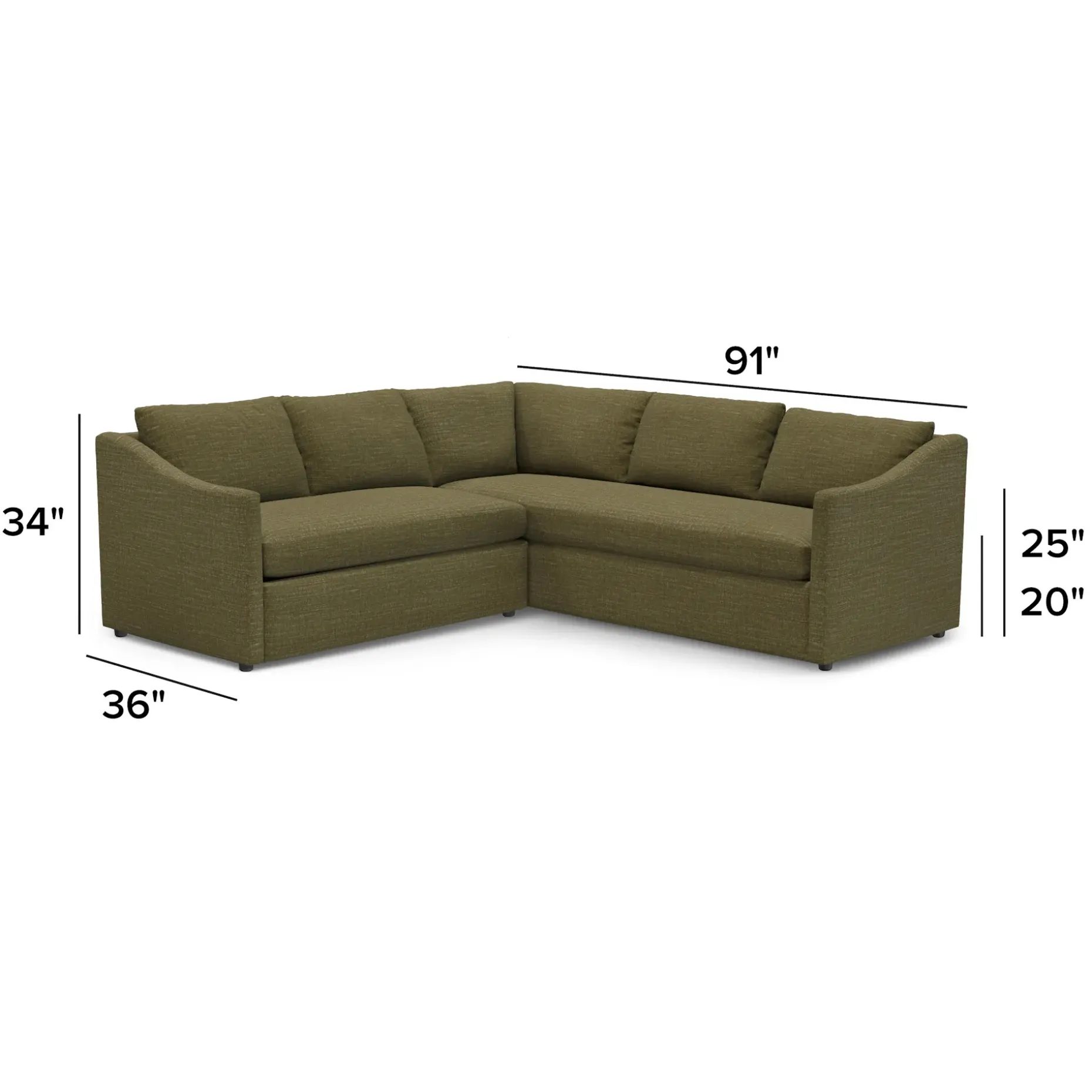 Landry 91" Corner Sectional - Napa Moss