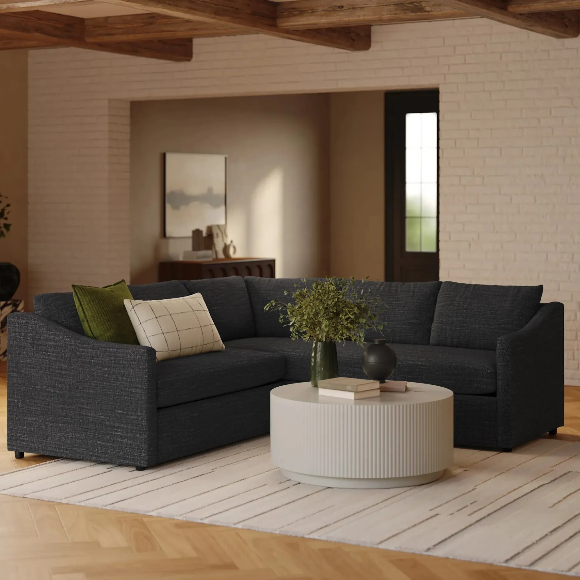 Landry 91" Corner Sectional - Napa Charcoal